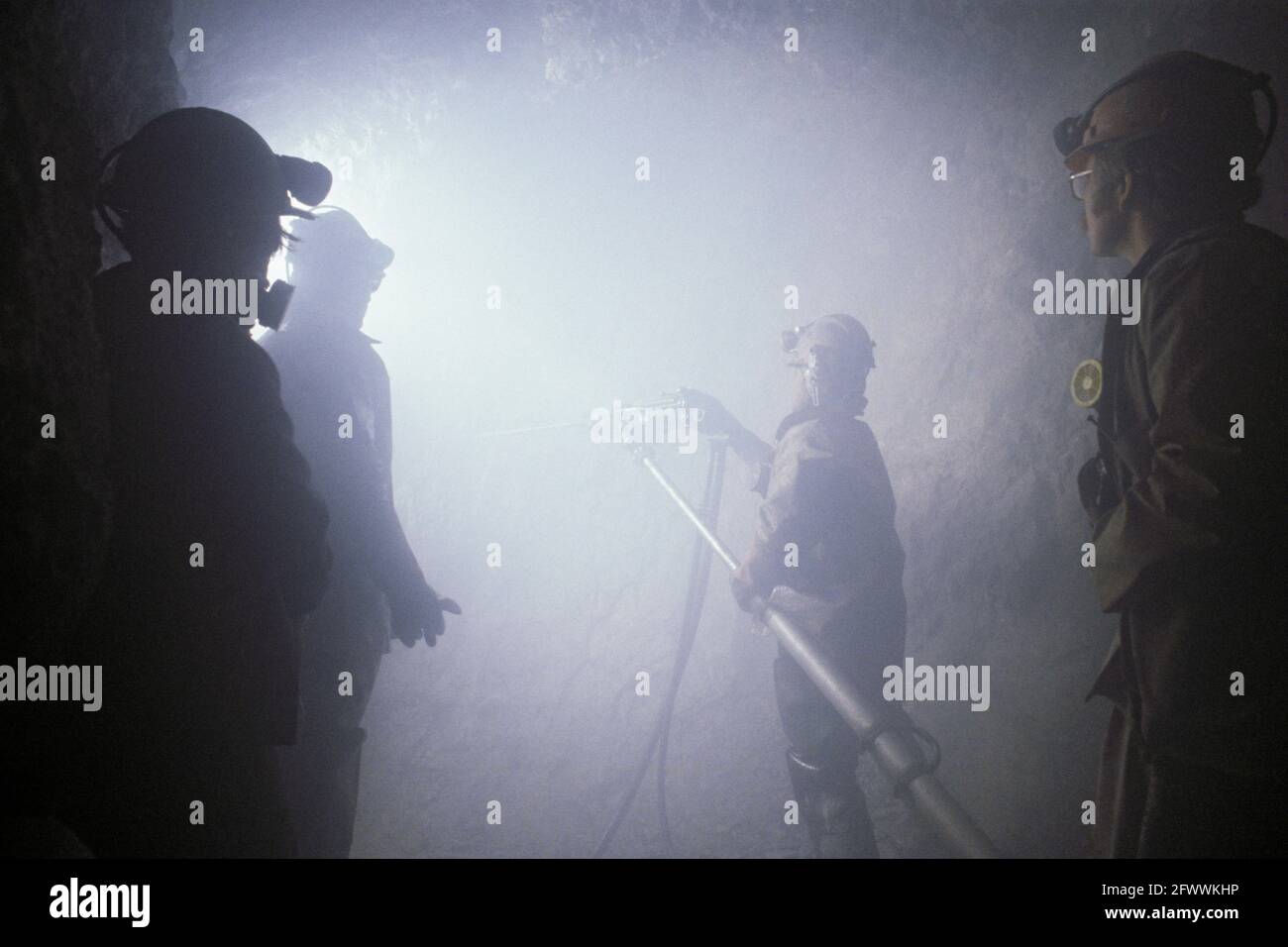 Goldgräber mit Jack-Leg Luft Bohrer Stockfoto