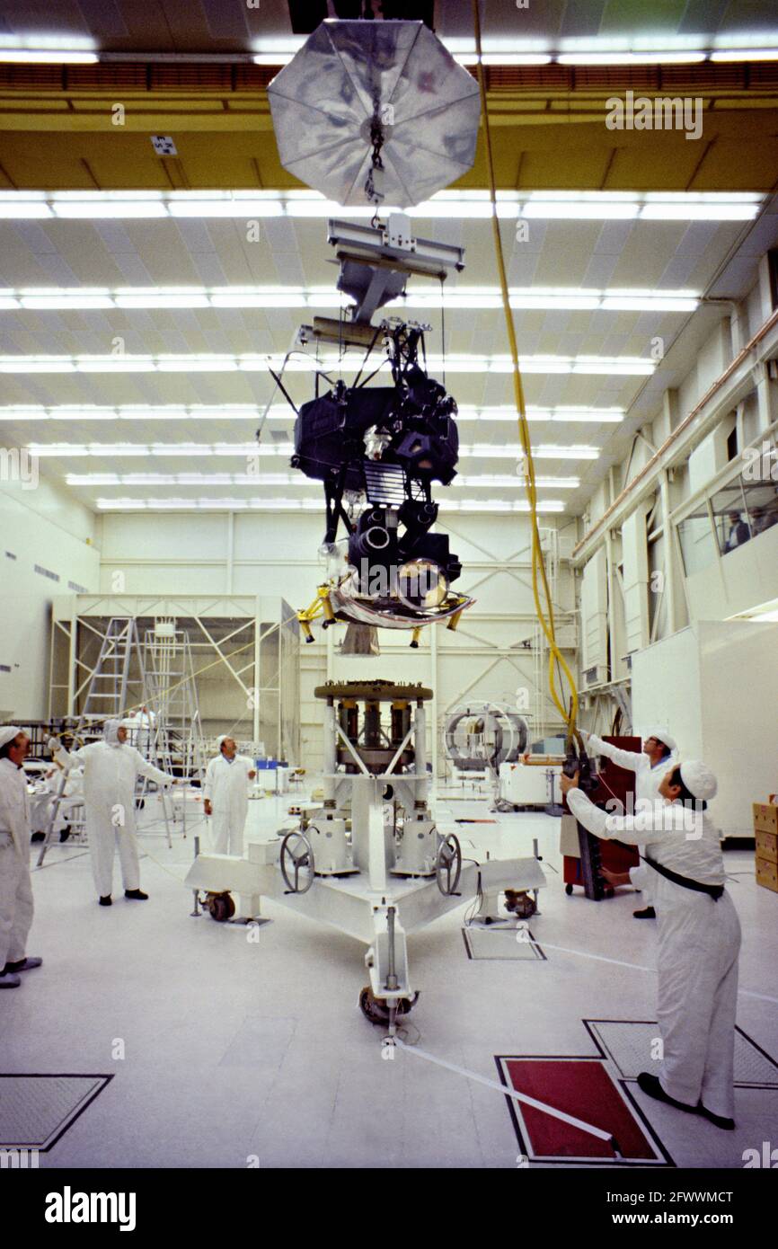 Voyager 1-Sonde und JPL Reinraum Stockfoto