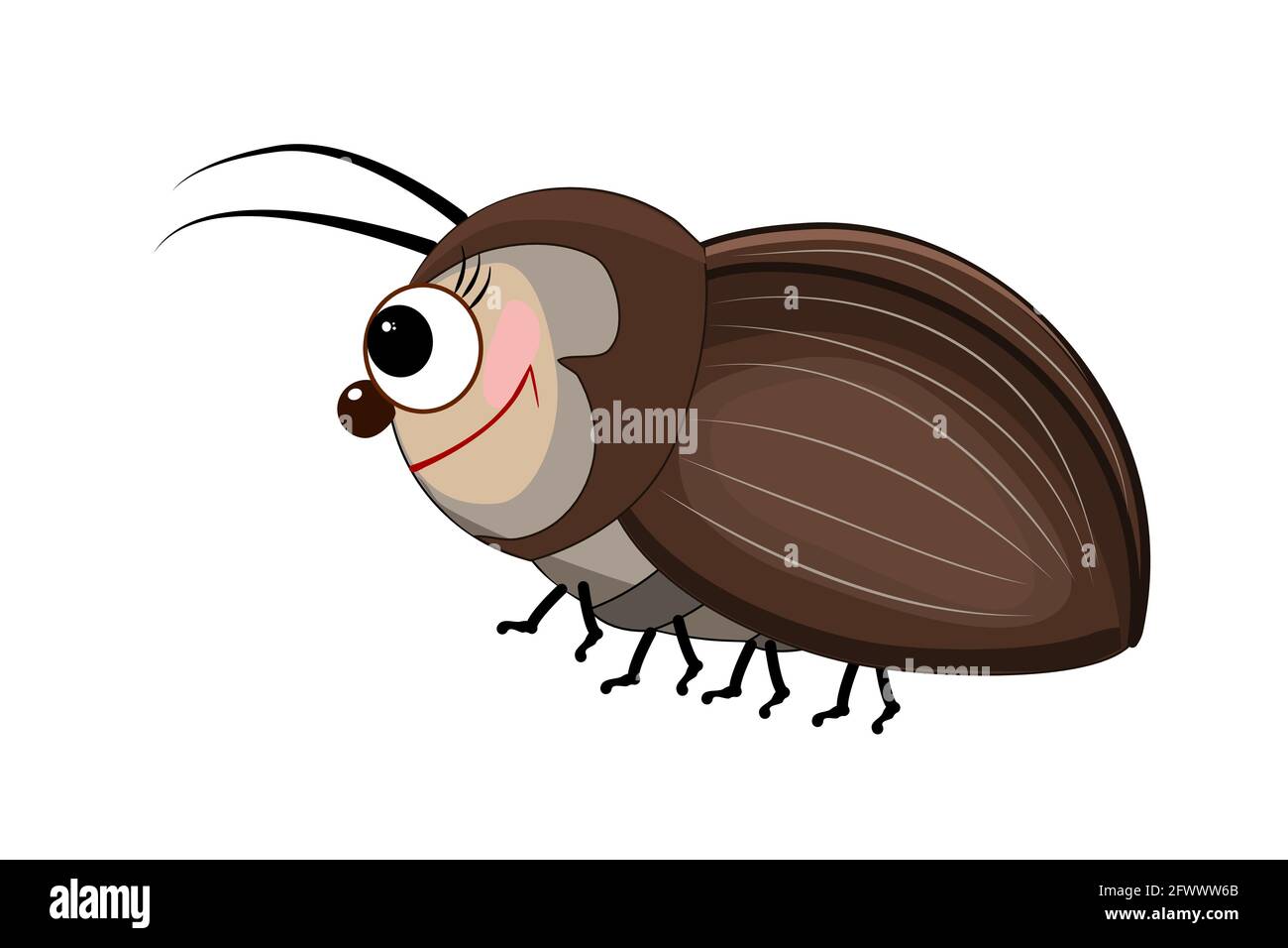 Cartoon-Bug auf weißem Hintergrund isoliert. Cartoon lustige braune ...