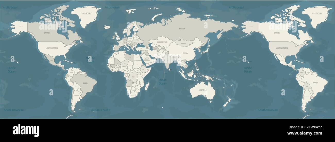 Eine Weltkarte mit einer globalen Landschaft. Stock Vektor