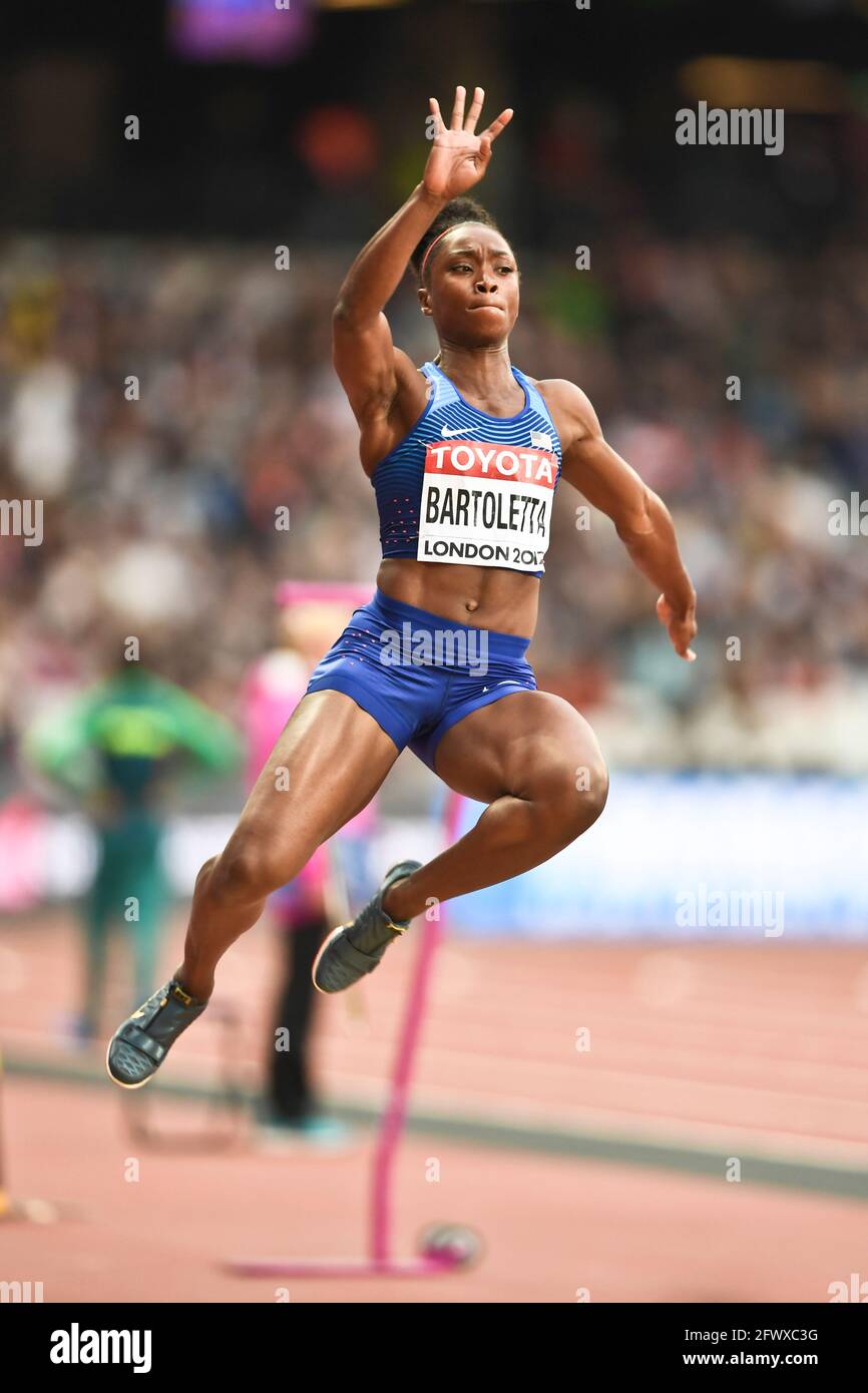 Tianna Bartoletta (USA). Frauen mit Weitsprung, Bronzemedaille. Leichtathletik-Weltmeisterschaften der IAAF. London 2017 Stockfoto