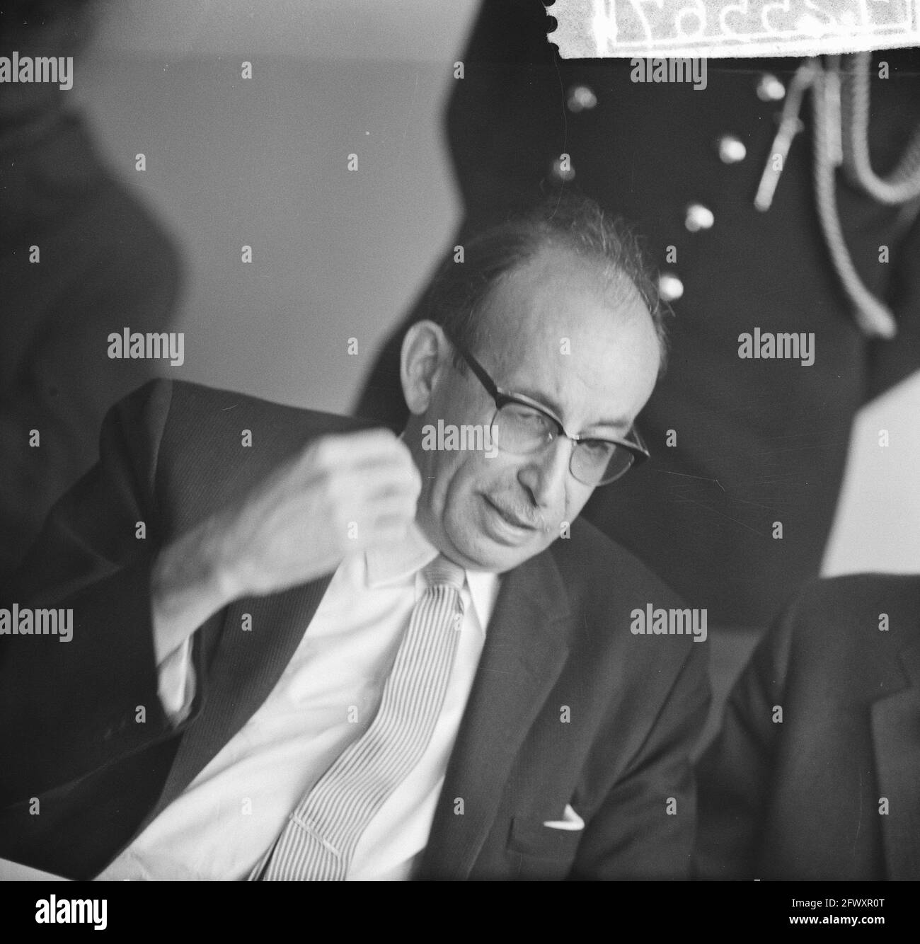 Raul Roa während der Pressekonferenz, 1. Juni 1961, Pressekonferenzen, 20. Jahrhundert Presseagentur Foto, Nachrichten zu erinnern, Dokumentarfilm, hallo Stockfoto