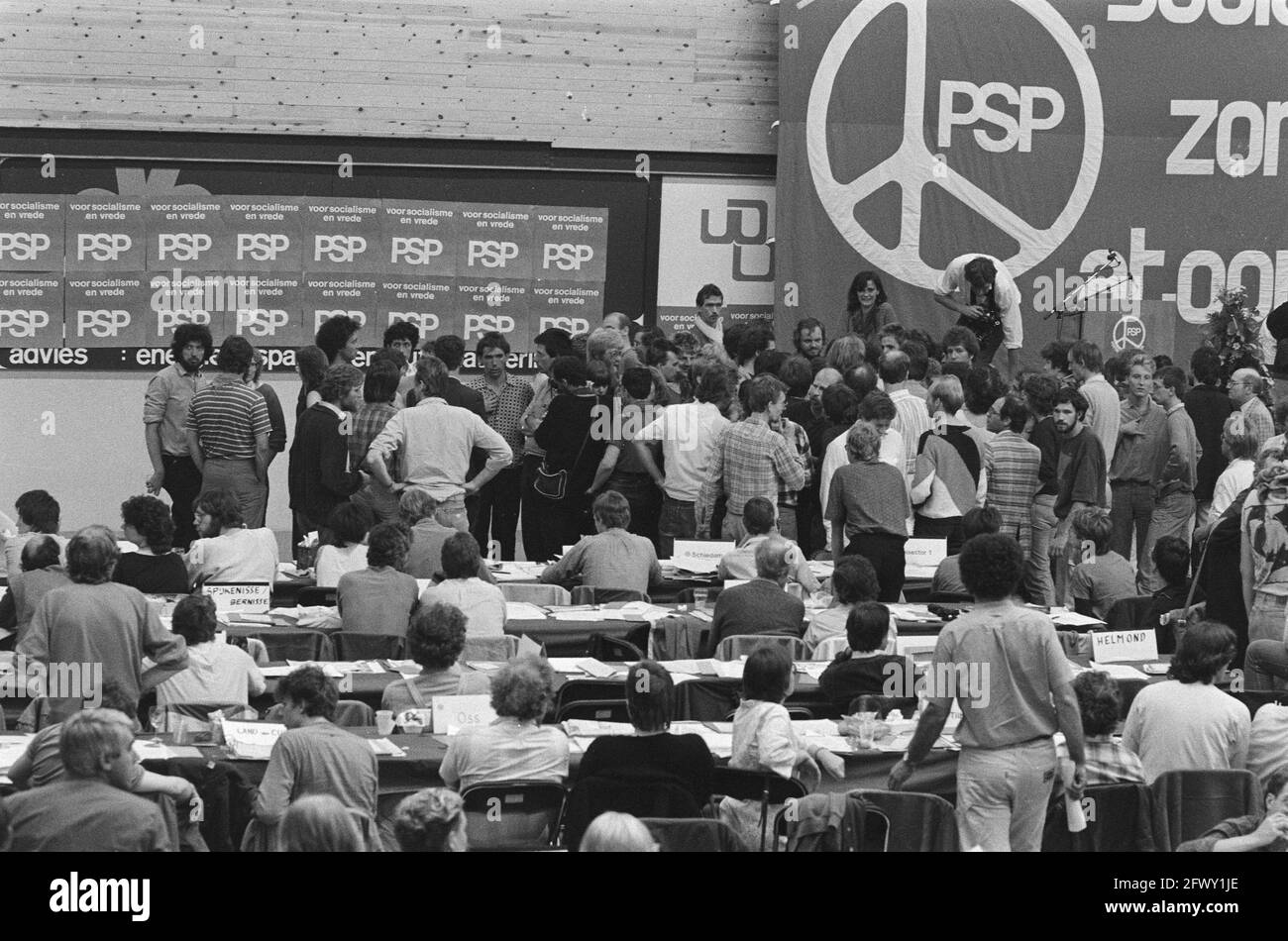 PSP-Kongress in Utrecht, heftige Diskussionen während des Kongresses, 29. Juni 1985, Konferenzen, politische Parteien, Niederlande, 20. Jahrhundert Press ag. Stockfoto