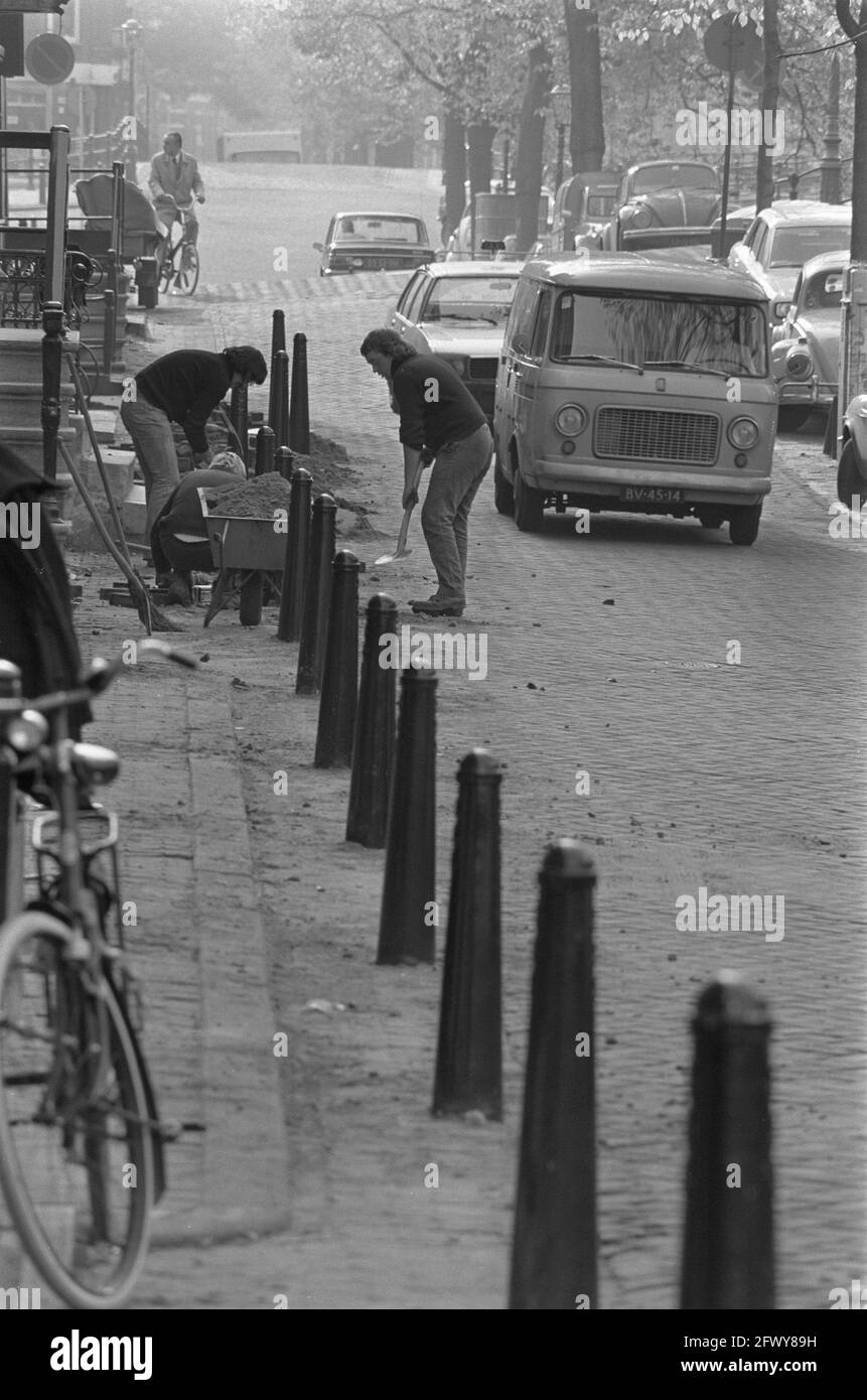 PW of Amsterdam places Pole, sogenannt Amsterdammertjes on Reguliersgracht, 17 October 1974, Pole, Niederlande, 20. Jahrhundert Presseagentur Foto, Stockfoto