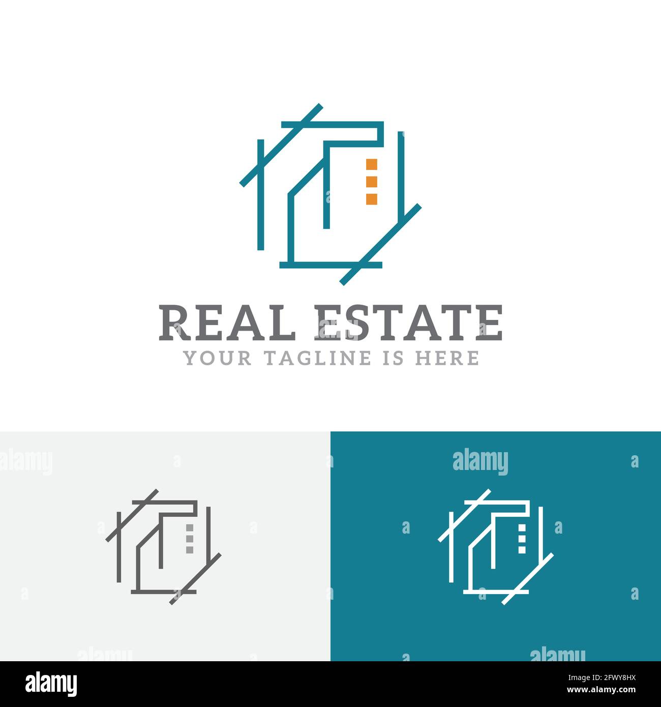 Building Design Simple Modern Real Estate Line Logo. Stock Vektor