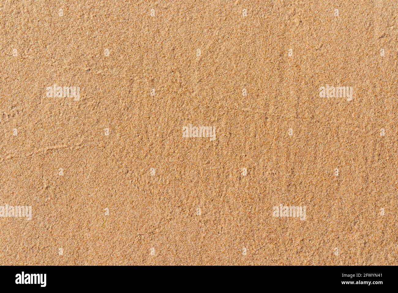 Sandstrand Hintergrund. Detailreiche Sandstruktur. Draufsicht.Speicherplatz kopieren. Stockfoto