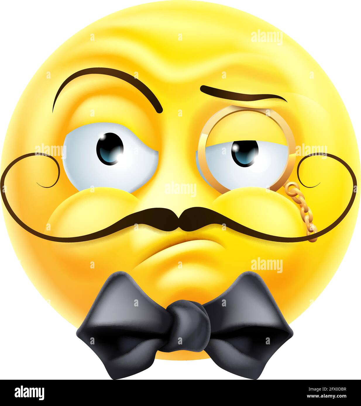 Arrogante Posh Hochnäsige Gentleman Emoticon Emoji-Ikone Stock Vektor
