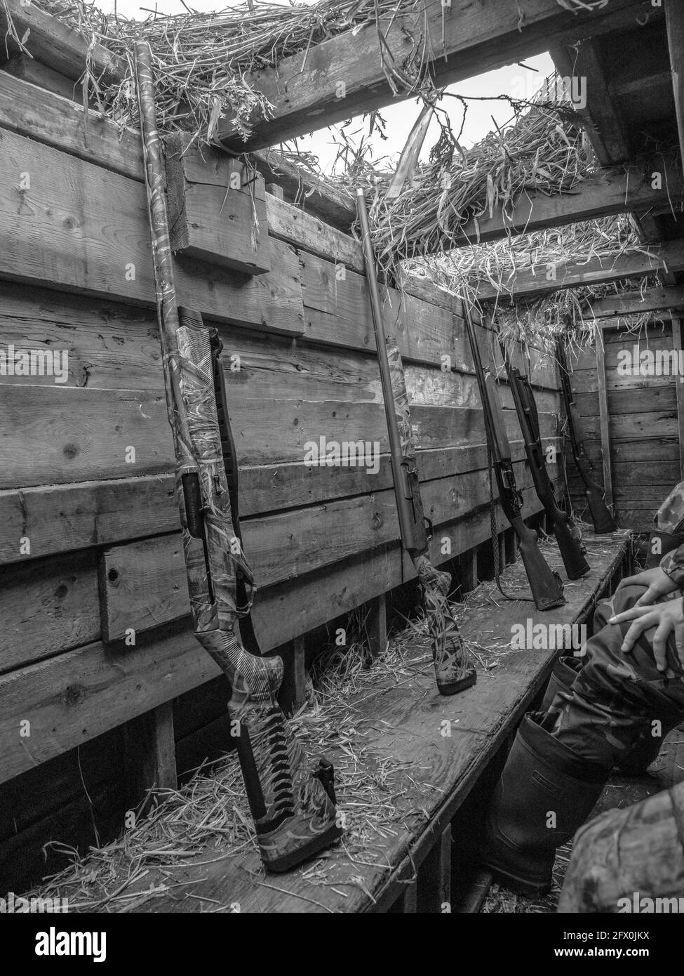 Jagdgewehr 12 Gauge Cache Gans Jagd Kanada Stockfoto