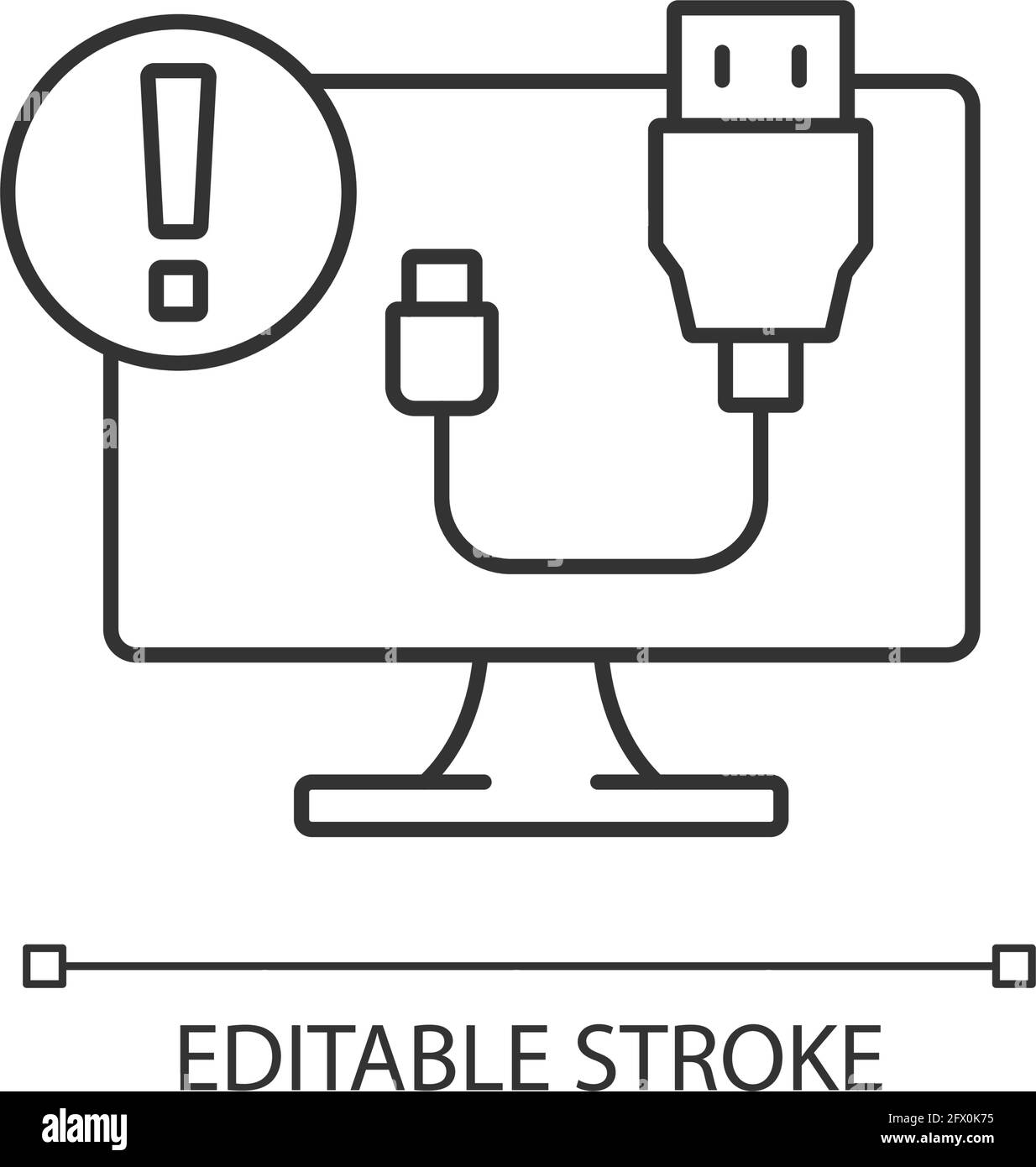 USB funktioniert nicht, lineares Symbol Stock Vektor