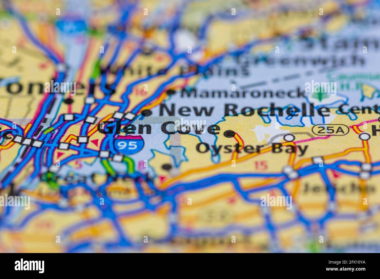 Glen Cove New York USA auf einer Geografie- oder Straßenkarte angezeigt Stockfoto