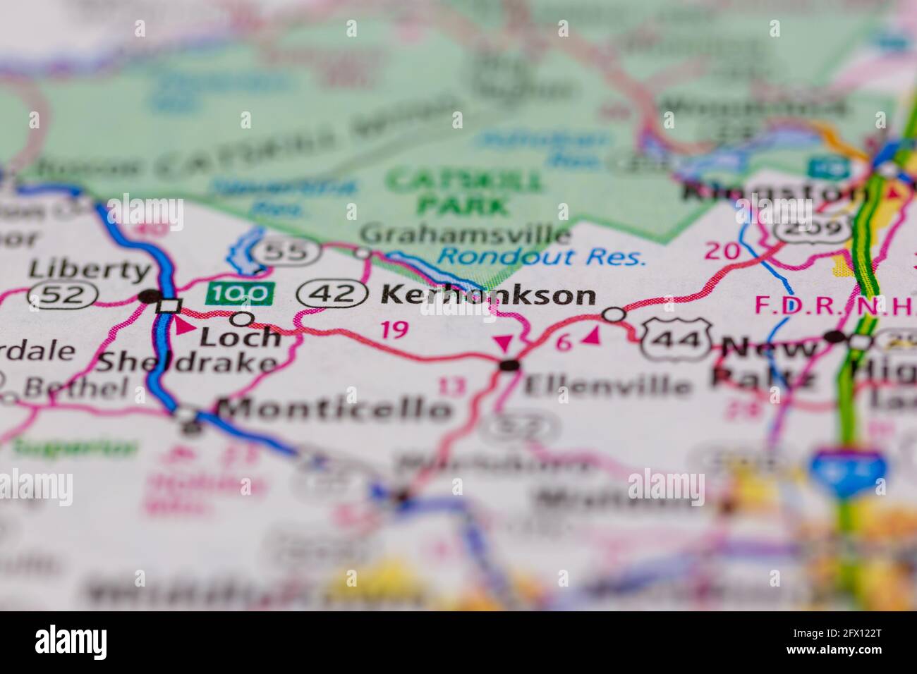 Kerhonkson New York USA auf einer Geografie- oder Straßenkarte angezeigt Stockfoto