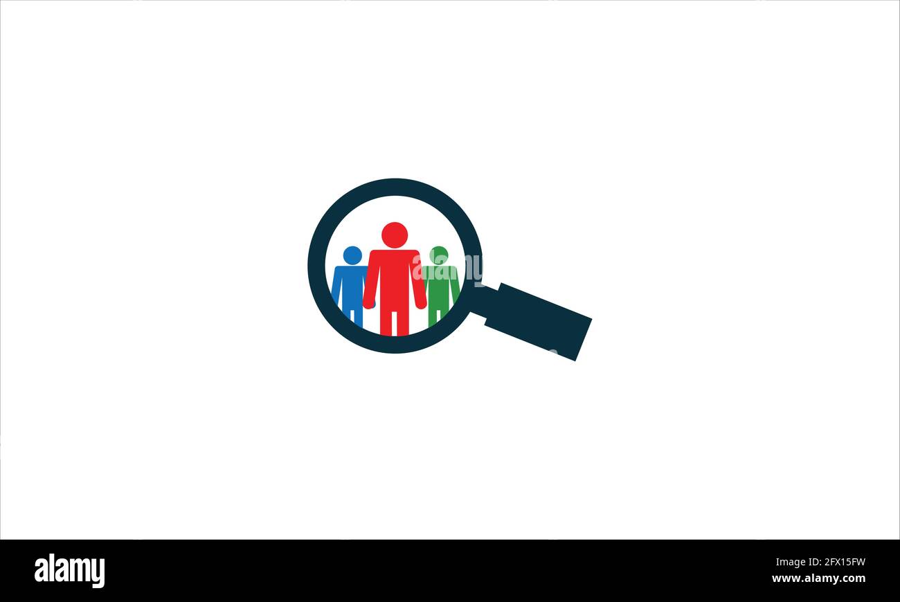 Geschäftsmann und Suche Logo Vorlage. Oder Suche Job Vakanz Symbol. Symbol der Suche nach einem Job zu tun Business-Vektor Illustration Stock Vektor
