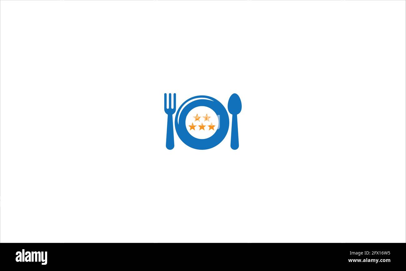 Restaurant Food Bewertung Bewertung Icon Logo, Restaurant Place Eat Bewertung fünf Sterne Bewertung Vektor abstrakte Illustration Logo Icon Design Stock Vektor