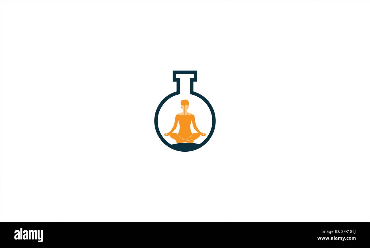 Logo Design für Meditation Lab Icon oder Meditation im Labor Reagenzglas Icon Logo Vektor Illustration Stock Vektor