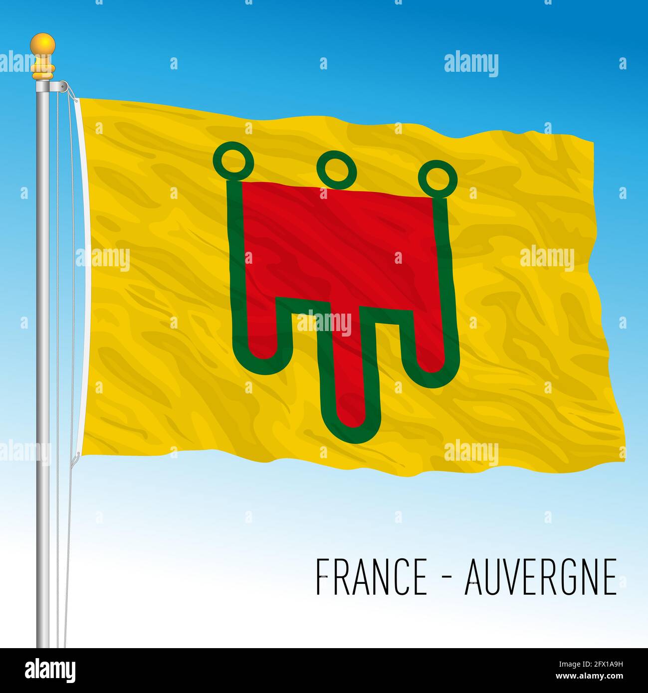 Regionale Flagge der Auvergne, Frankreich, Europäische Union, Vektorgrafik Stock Vektor