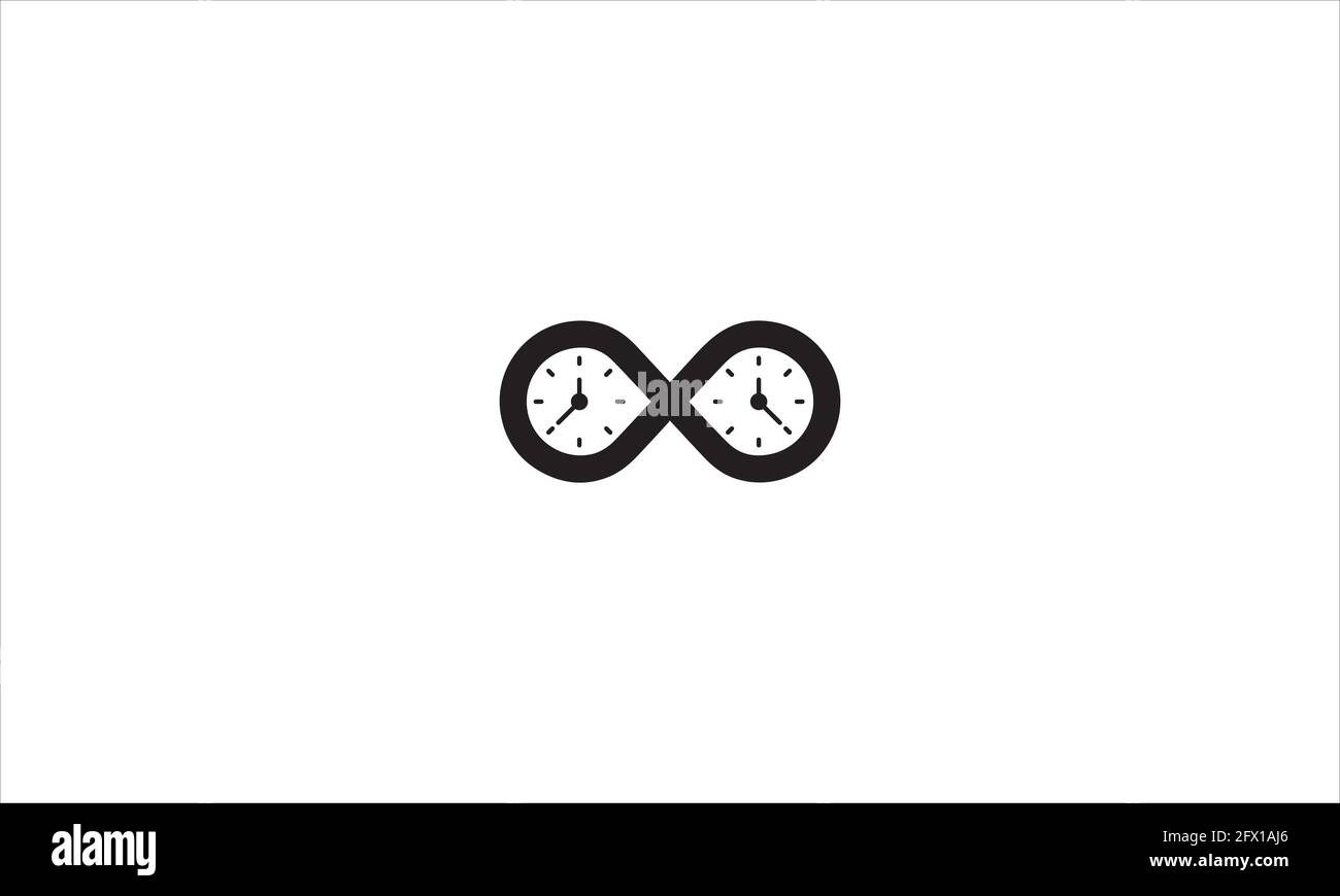 Time Infinity Logo Icon Design. Unendlich, Zeit, Uhrsymbol. Einfache Linie, Umrissvektor von Symbolen Stock Vektor