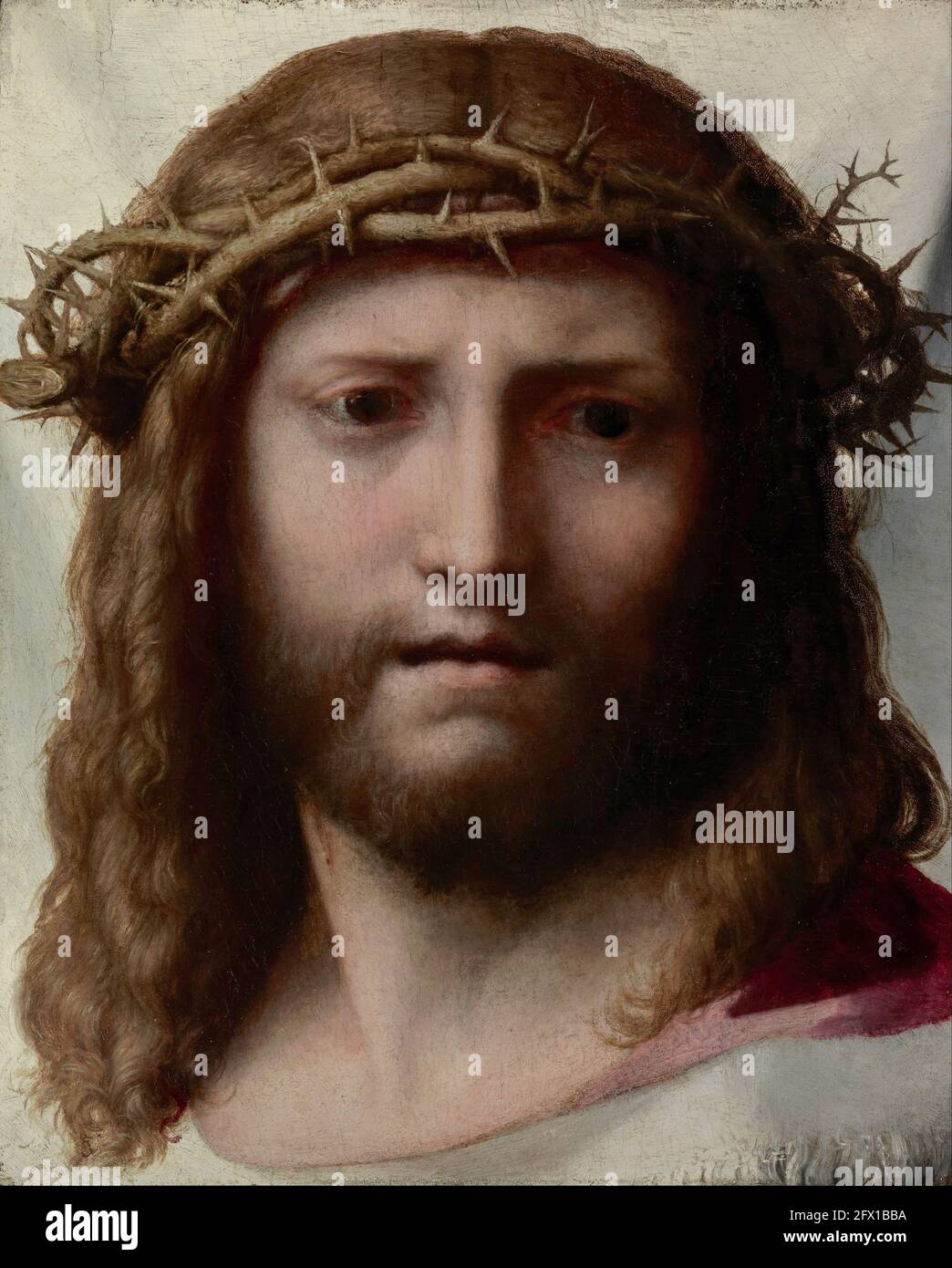 Antonio Allegri alias Correggio, Head of Chist, 1530, Oil on Panel, Getty Center, Los Angeles, Kalifornien, USA. Stockfoto