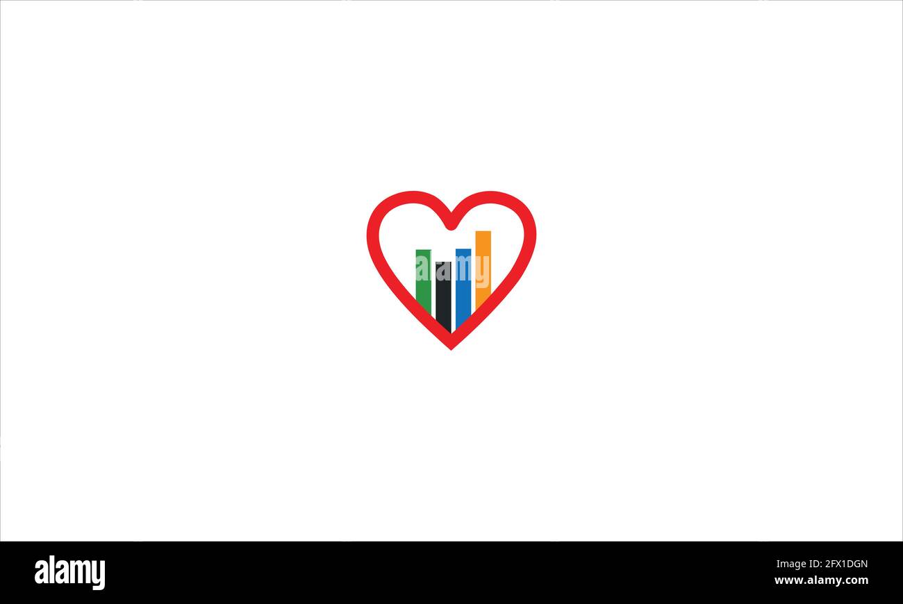 Herz Balkendiagramm Business Chart Symbol Logo Vektor Design-Vorlage Stock Vektor