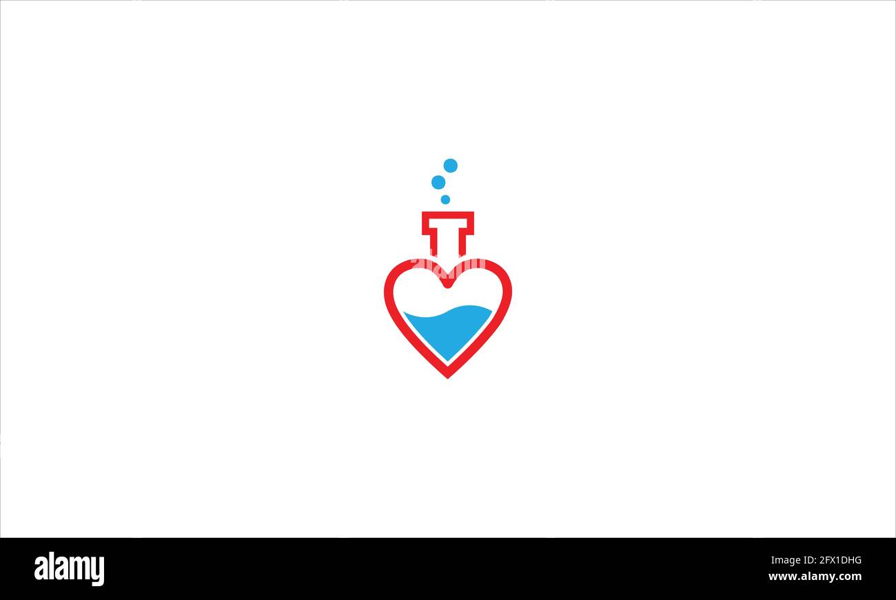 Herzform-Laborflask oder „Love Science“-Icon-Logo in Vektor-Illustration mit flachem Design Stock Vektor