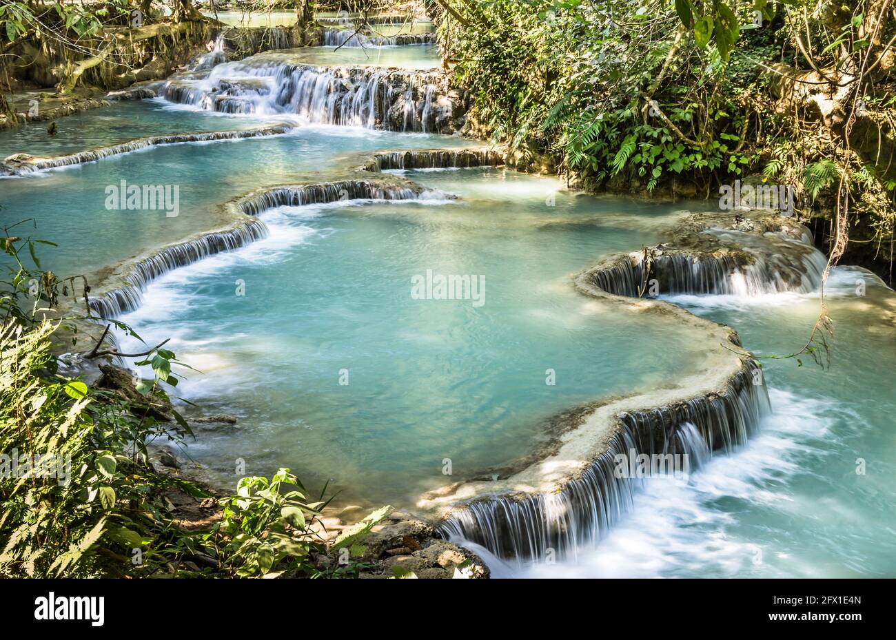 Kuang Si Falls - Wasserfälle in Luang Prabang - Laos PDR Stockfoto