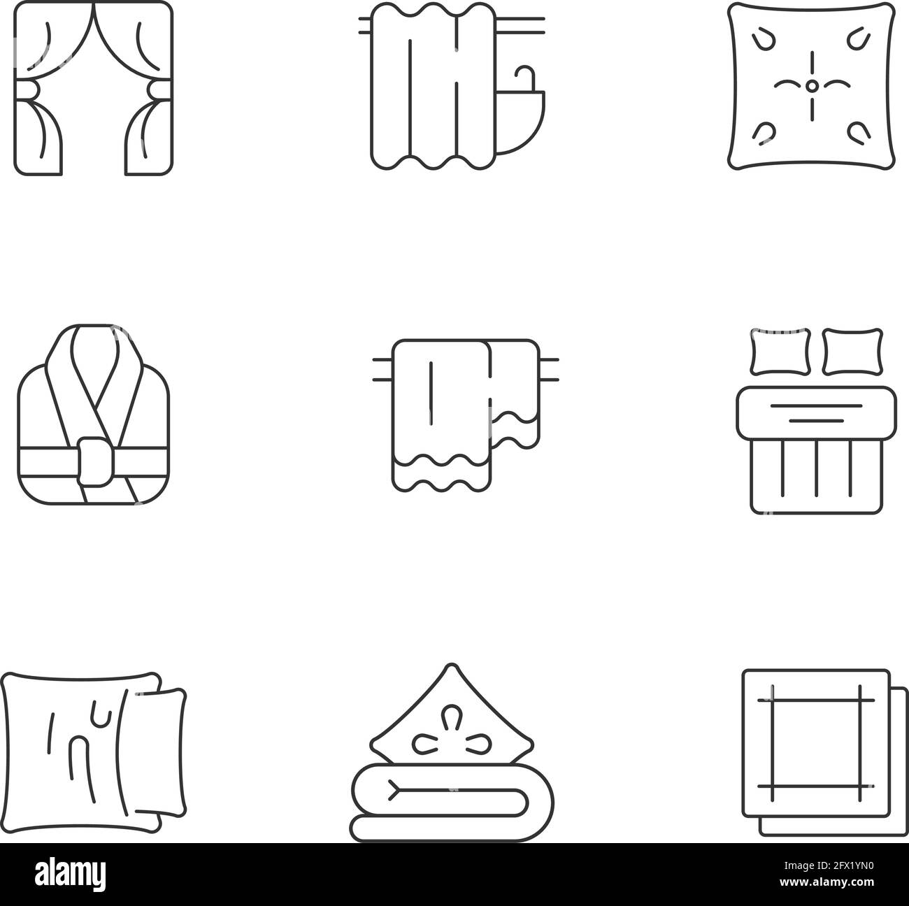Home textile Produkte lineare Icons Set Stock Vektor