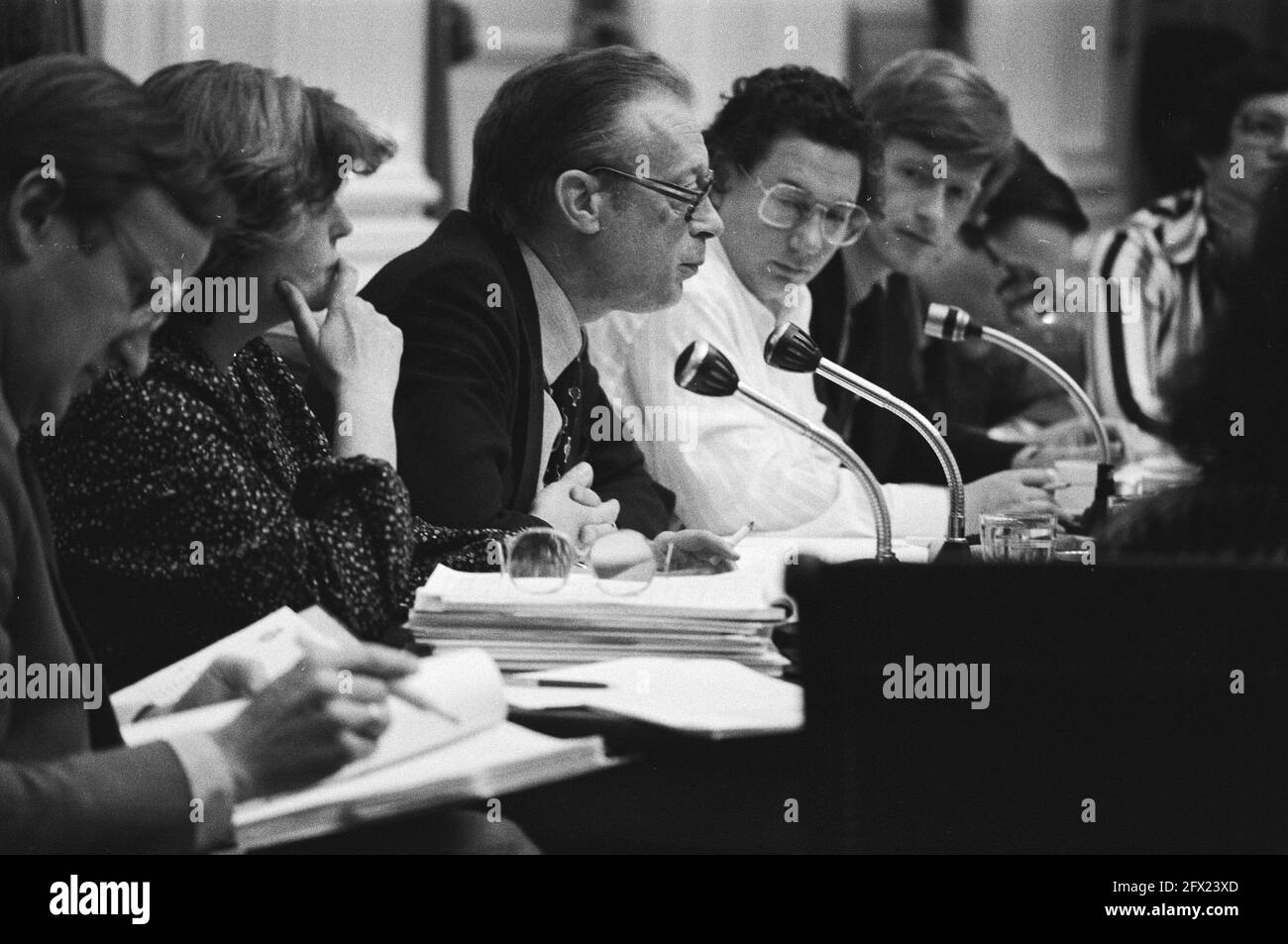 Mitglieder des Sonderausschusses für die Vorschläge zur Beendigung der Schwangerschaft (Abtreibungsvorschlag) Bill; Frau Wutrich, Herr Roethof und Vorsitzende Frau Haas-Berger, 18. Mai 1979, Abtreibungen, Parlamentarier, Politik, Präsidenten, Niederlande, Foto der Presseagentur des 20. Jahrhunderts, zu erinnerende Nachrichten, Dokumentarfilm, historische Fotografie 1945-1990, visuelle Geschichten, Menschliche Geschichte des zwanzigsten Jahrhunderts, Momente in der Zeit festzuhalten Stockfoto