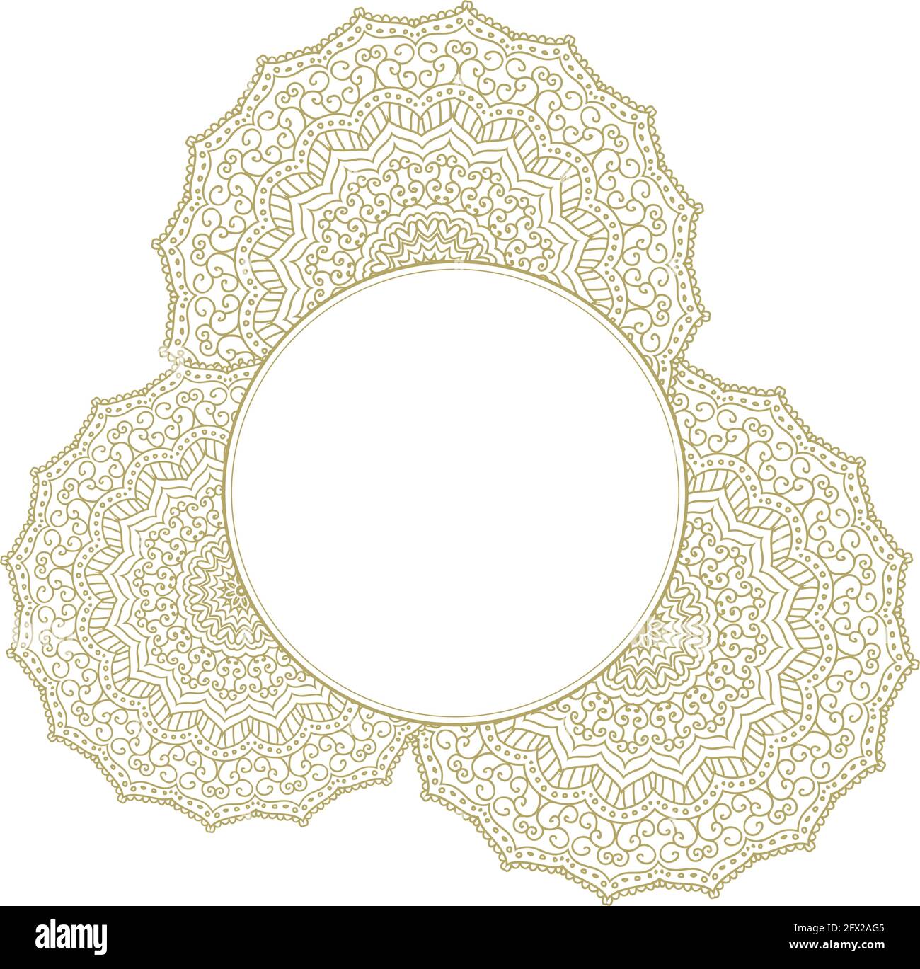 Mandala. Kreisförmige Figur, die das Universum in Hindu und Buddhist darstellt Stock Vektor