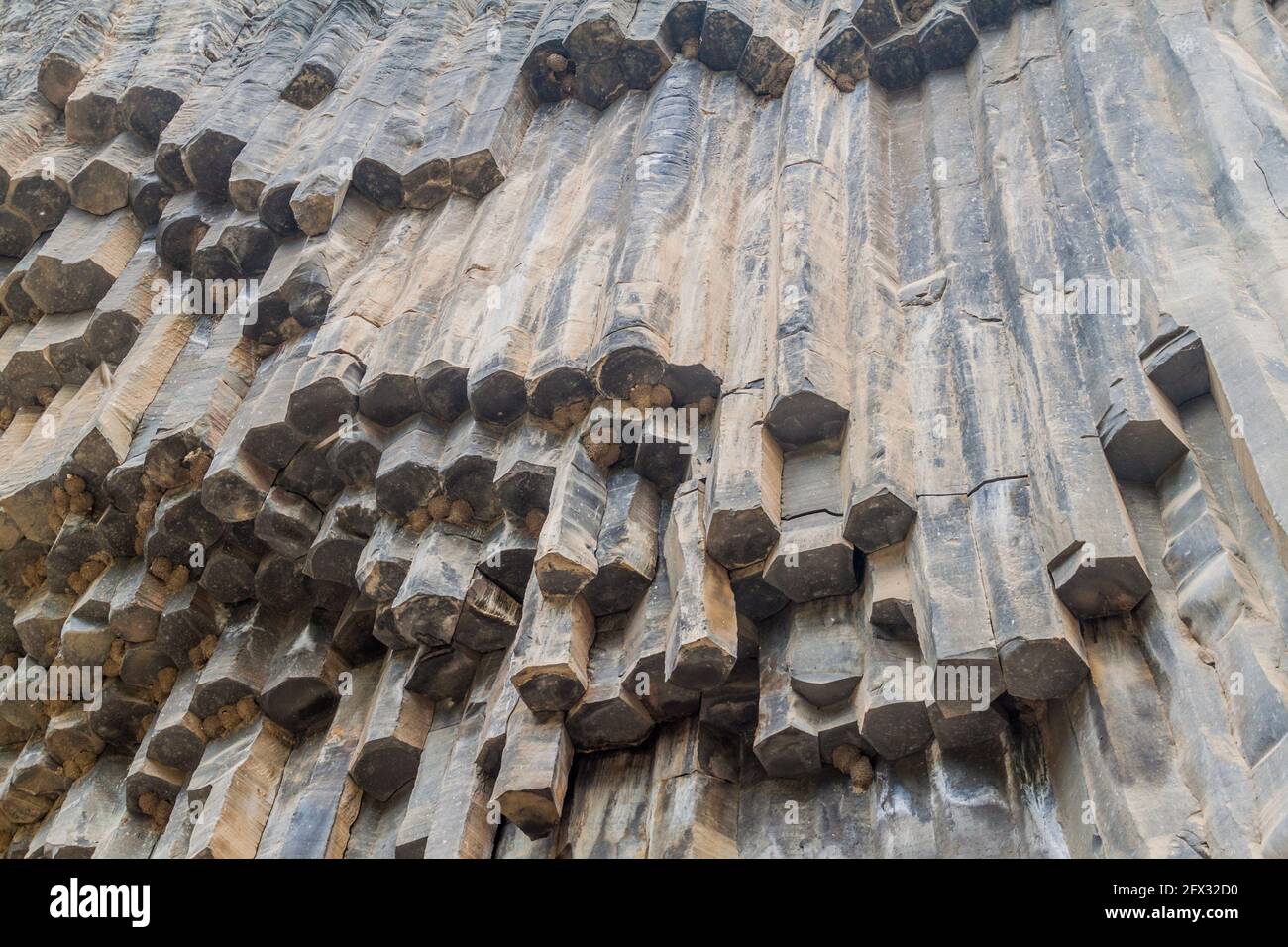 Basaltsäulenformation genannt Symphonie der Steine entlang der Garni-Schlucht, Armenien Stockfoto Basaltsäulenformation genannt Symphonie der Steine entlang der Garni-Schlucht, Armenien Stockfoto