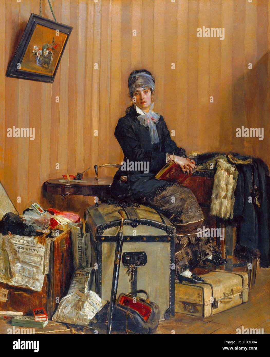 Antonio Mancini. Adieu Paris (die Bräuche) des italienischen Malers Antonio Mancini (1852-1930), Öl auf Leinwand, 1877 Stockfoto