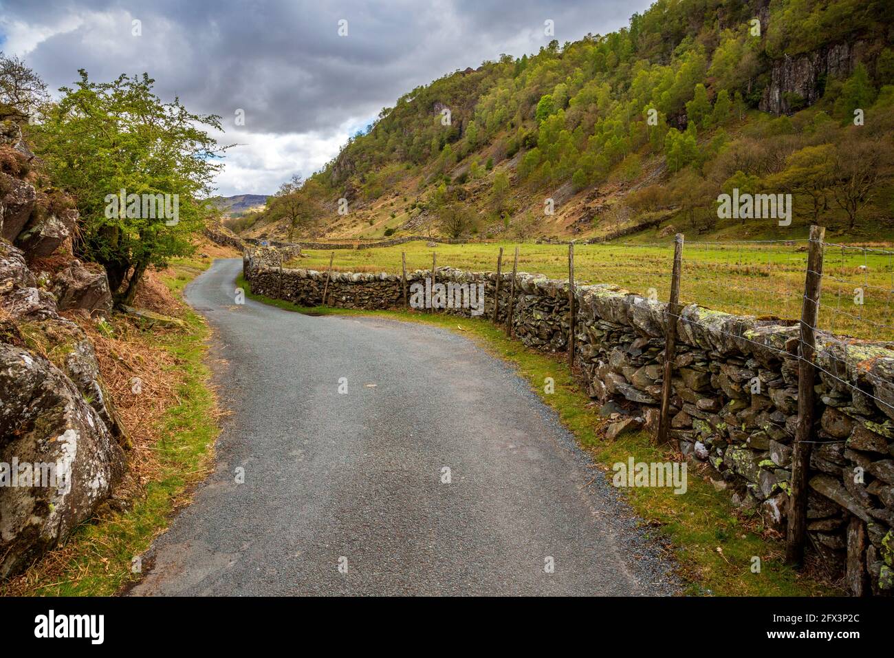 Die Straße nach Watendlath Tarn, Lake District, England Stockfoto