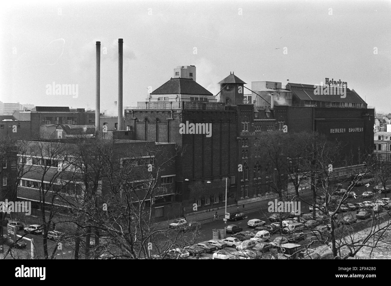 Die Heineken-Brauerei in der Stadhouderskade in Amsterdam, die am 18. Februar 1986 geschlossen wird, Brauereien, Gebäude, 20. Jahrhundert Presseagentur Foto, Nachrichten zu erinnern, Dokumentarfilm, historische Fotografie 1945-1990, visuelle Geschichten, Menschliche Geschichte des zwanzigsten Jahrhunderts, Momente in der Zeit festzuhalten Stockfoto