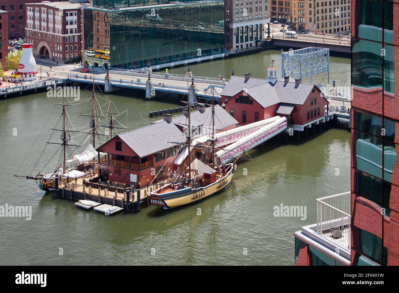 Boston Tea Party Ships & Floating Museum, Fort Point Channel, Boston MA Stockfoto