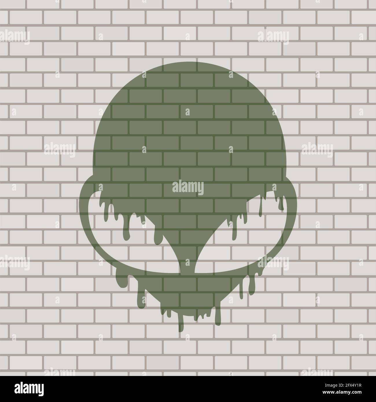 Alien Gesicht Illustration in Backstein Wand Stock Vektor