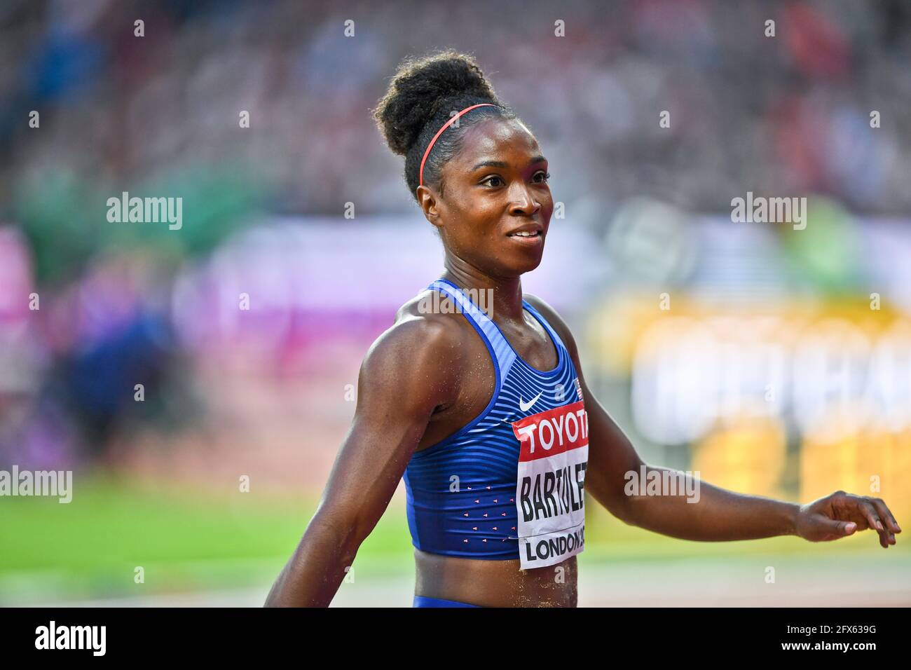 Tianna Bartoletta (USA). Frauen mit Weitsprung, Bronzemedaille. Leichtathletik-Weltmeisterschaften der IAAF. London 2017 Stockfoto