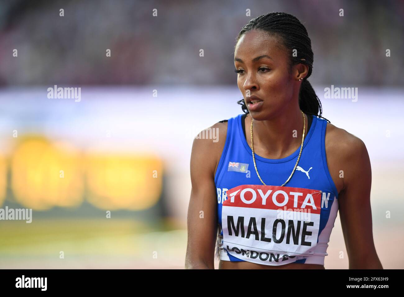 Chantel Malone (Britische Jungferninseln). Weitsprung Frauen, Finale. Leichtathletik-Weltmeisterschaften der IAAF. London 2017 Stockfoto