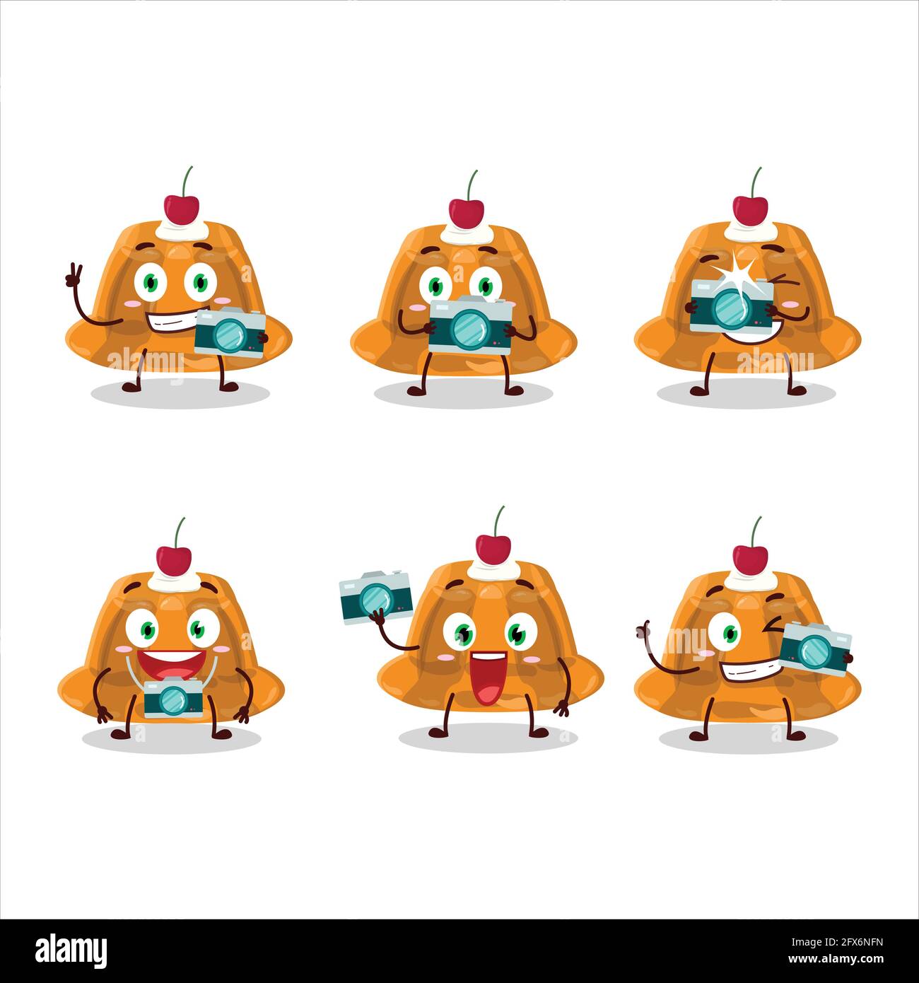 Fotograf Beruf Emoticon mit Orangenpudding mit zerry Cartoon-Figur ...