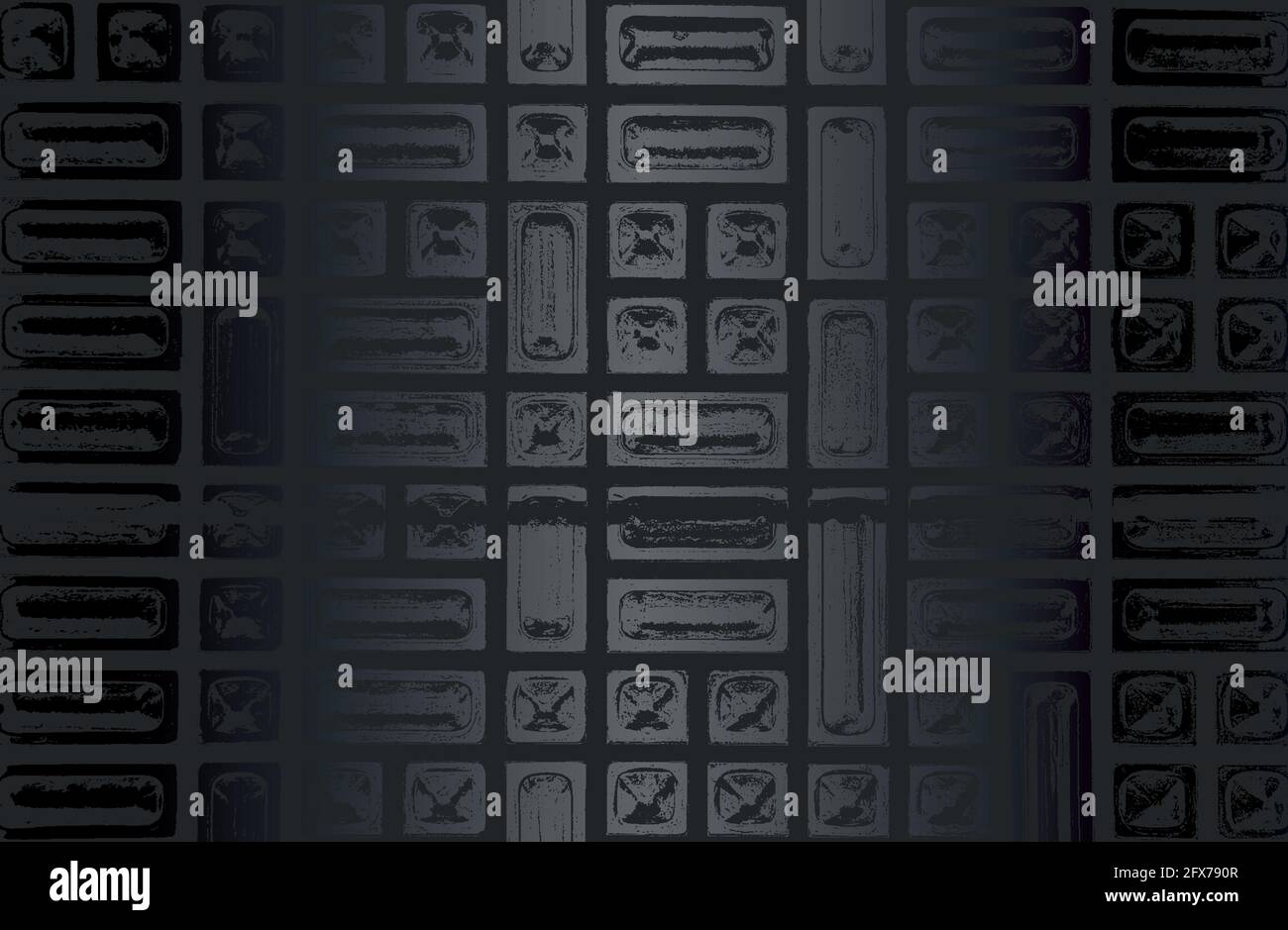 Luxus schwarz Metall Gradienten Hintergrund mit verzweifelten Mosaik, Fliesen, Pflastersteine Textur. Vektorgrafik Stock Vektor