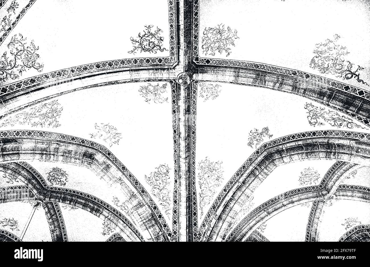 Distressed Overlay Textur von keramischen Fliesen, Mosaik, Pflastersteine mit Ornament. Grunge Hintergrund. Abstrakte Halbton-Vektor-Illustration. Stock Vektor