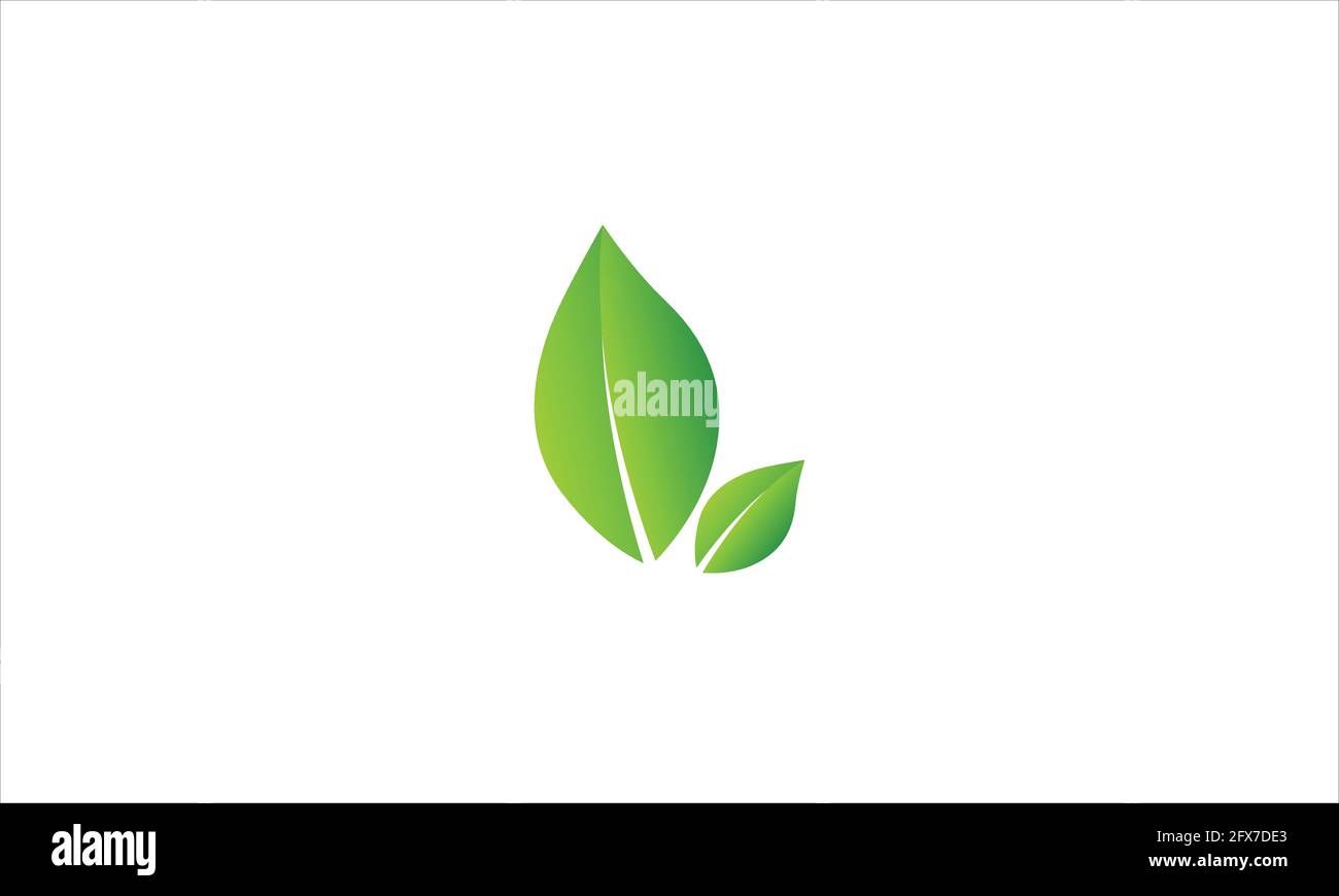 Organisches grünes Blatt natürliches Icon-Logo in flachem Design-Vektor Abbildung Stock Vektor