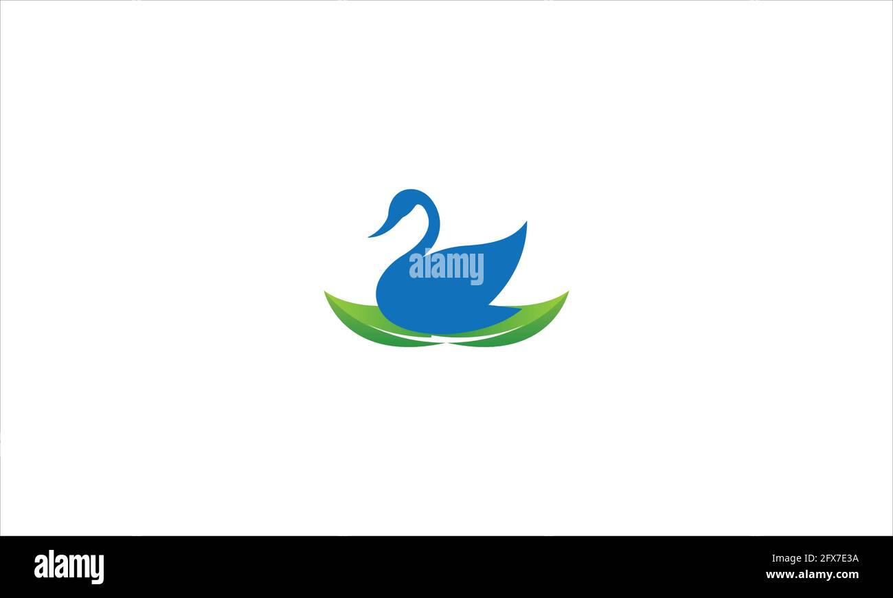 Ente auf grünem Blatt-Symbol-Logo in flachem Design-Vektor Abbildung Stock Vektor