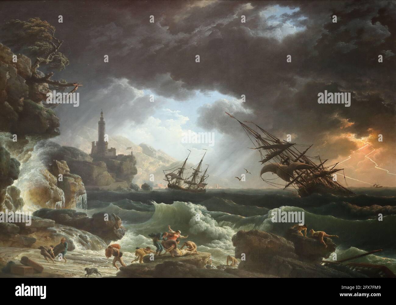 Ein Schiffswrack in Stormy Seas des französischen Malers Claude-Joseph Vernet in der National Gallery, London, Großbritannien Stockfoto