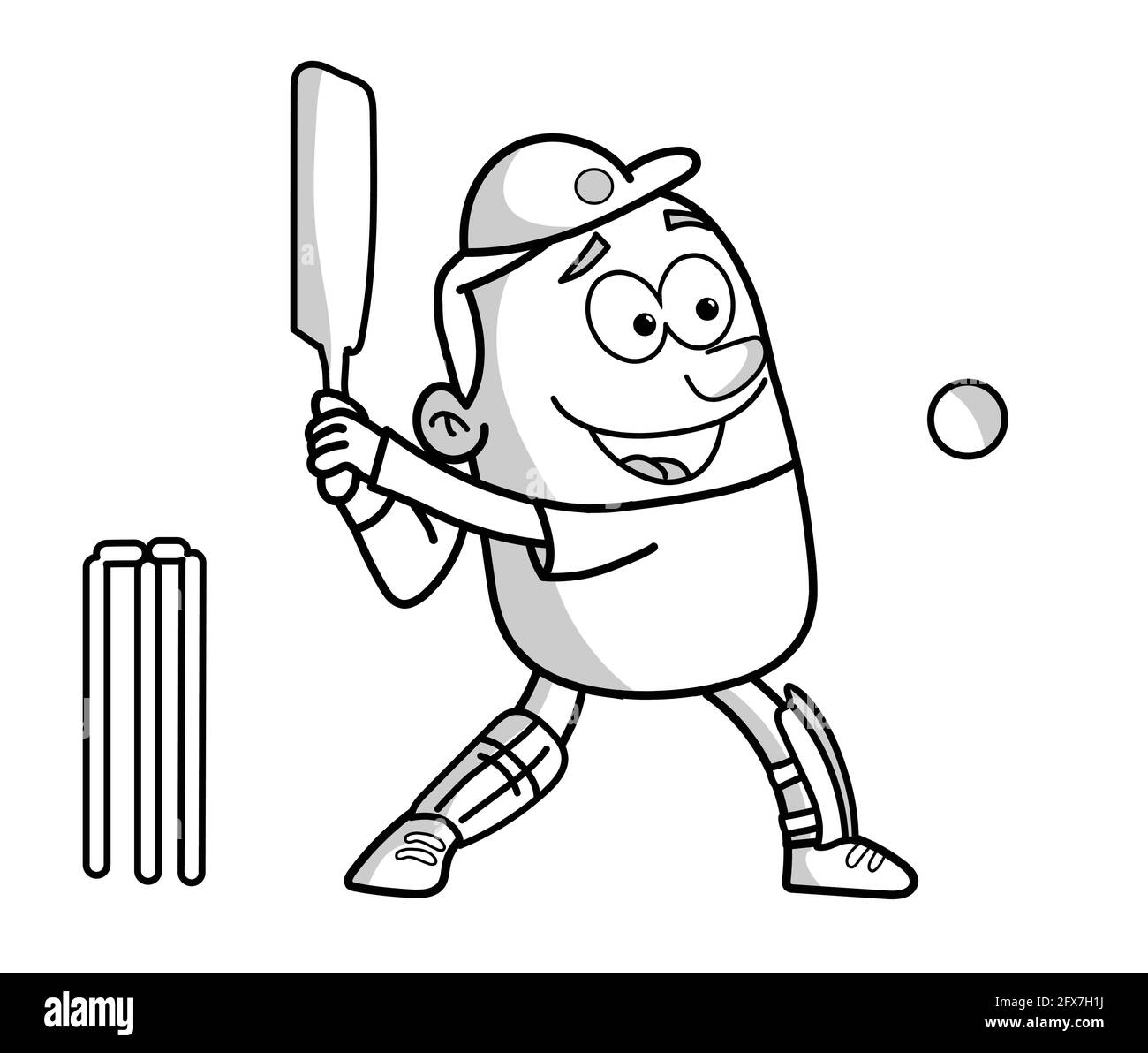Cricket Fledermäuse Mann Cartoon Cricket Spieler Vektor Illustration Stock Vektor