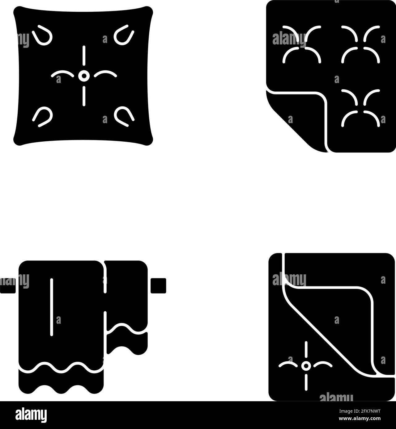 Schwarze Glyphsymbole aus Haushaltstuch auf weißem Raum Stock Vektor
