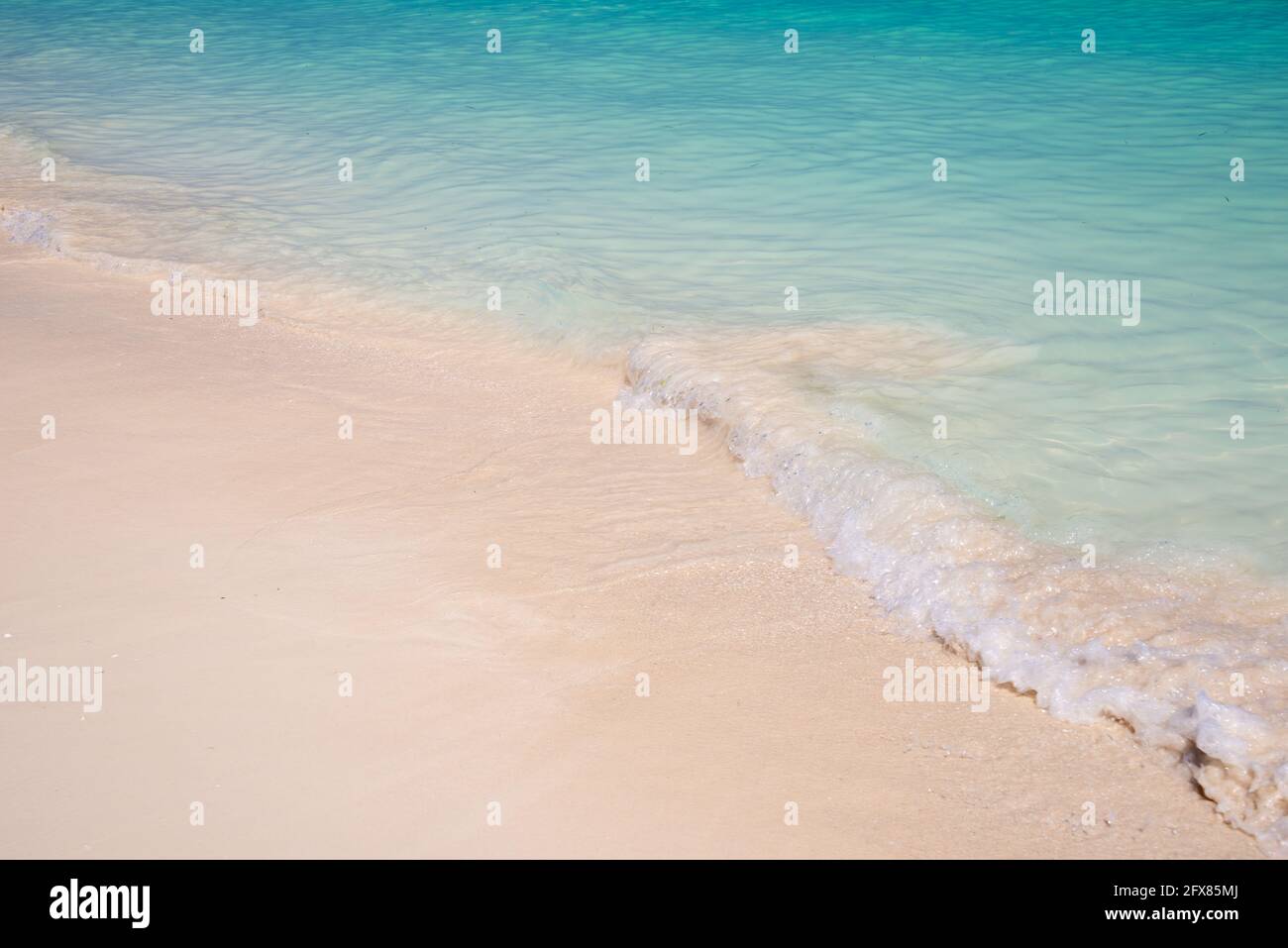Sand und karibischer tropischer Strand, Sommerhintergrund mit Kopierraum Stockfoto