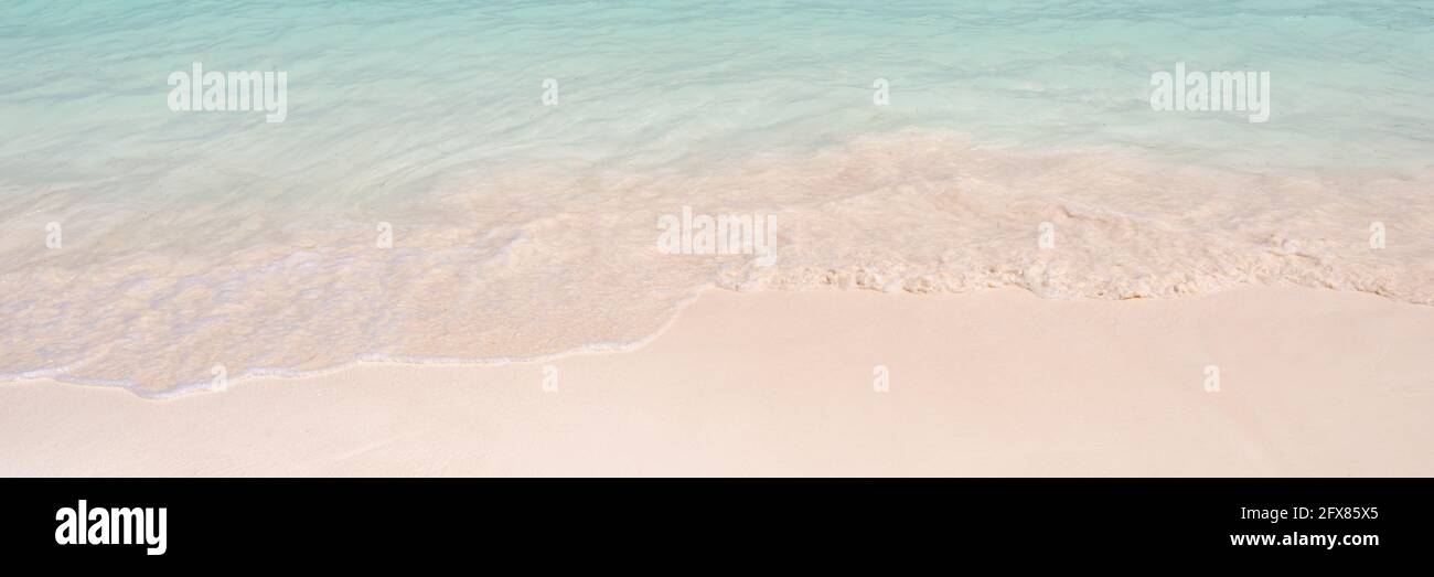 Sand und karibik tropischen Strand, Panorama Sommer Hintergrund Stockfoto