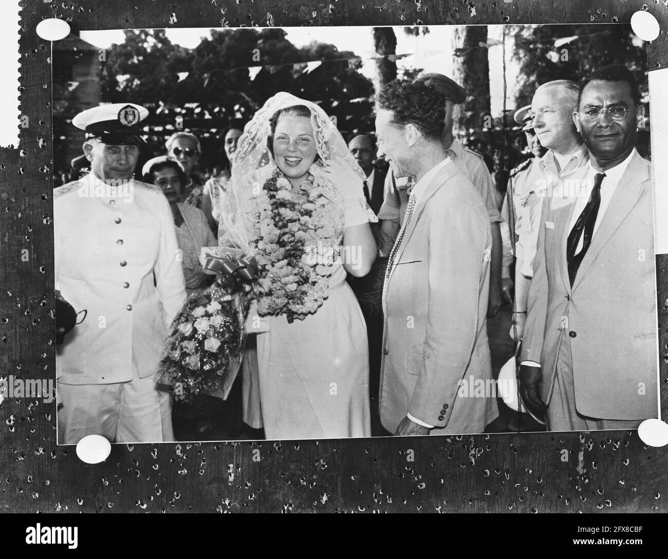 Prinzessin Beatrix als Hindu gekleidet in Suriname, 2. März 1958, Besuche, Niederlande, 20. Jahrhundert Presseagentur Foto, Nachrichten zu erinnern, Dokumentarfilm, historische Fotografie 1945-1990, visuelle Geschichten, Menschliche Geschichte des zwanzigsten Jahrhunderts, Momente in der Zeit festzuhalten Stockfoto