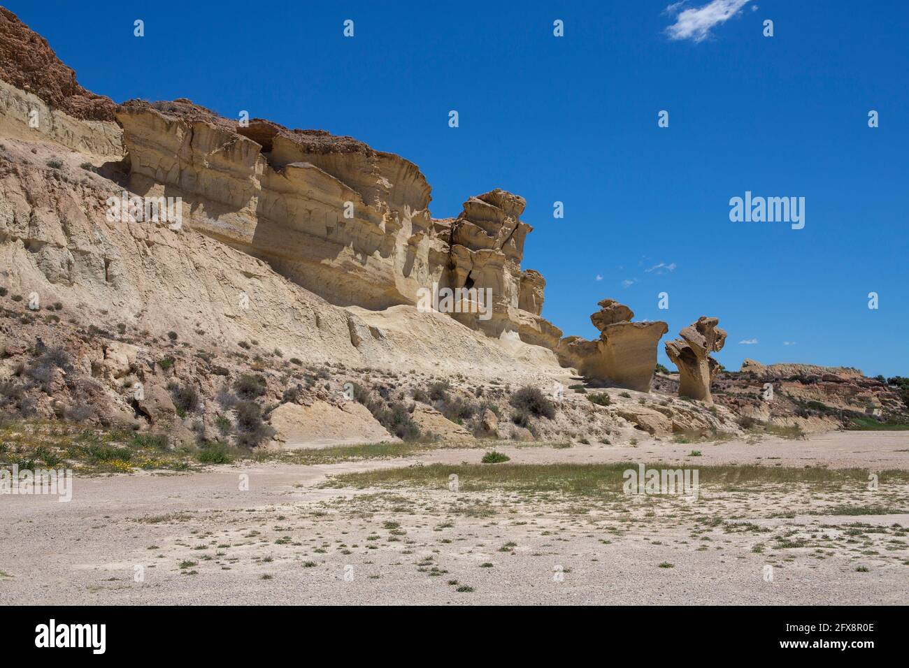 Blick auf die Erosion von Bolnuevo, Las Gredas, Mazarron. Murcia, Spanien Stockfoto