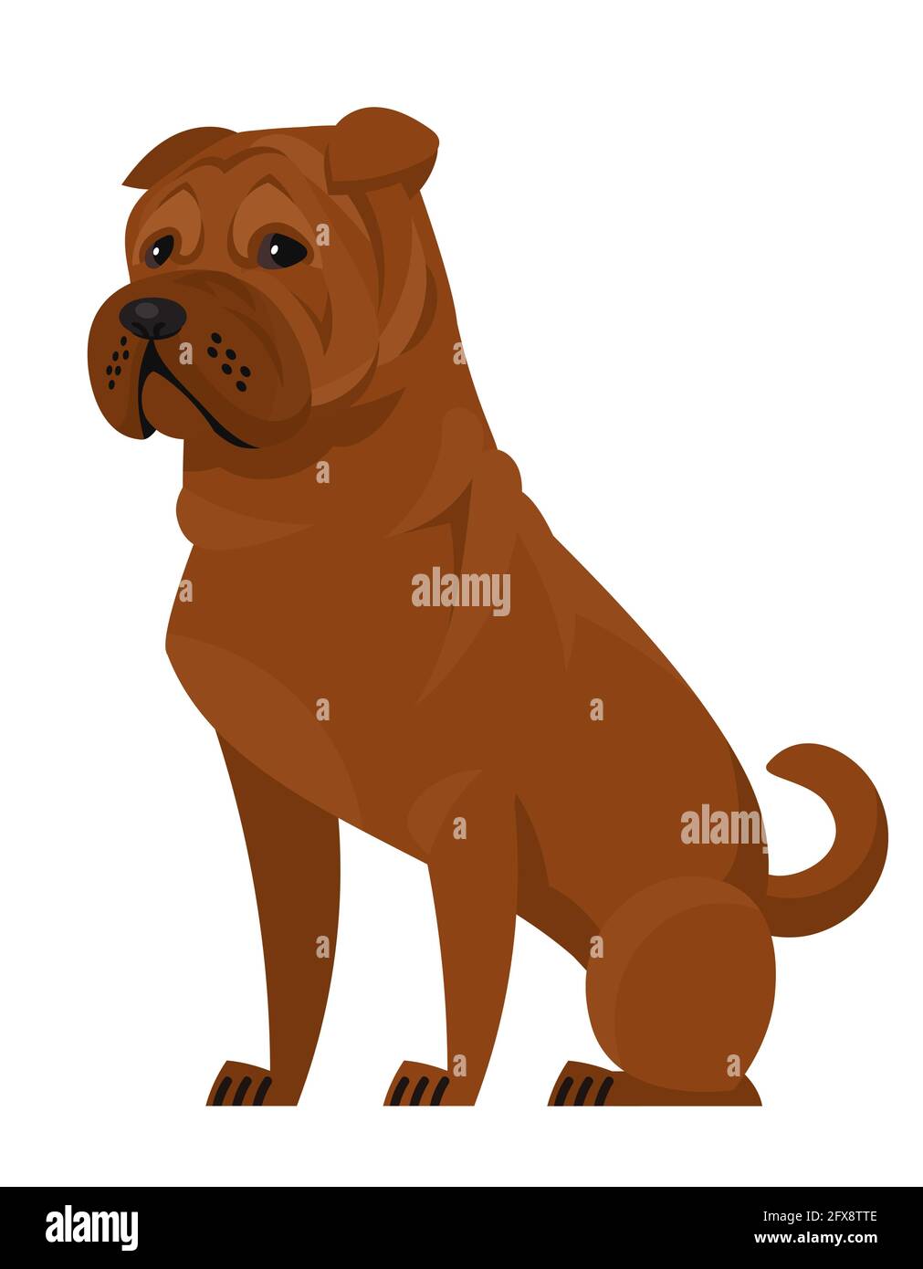Sitting Shar Pei. Schönes Haustier im Cartoon-Stil. Stock Vektor
