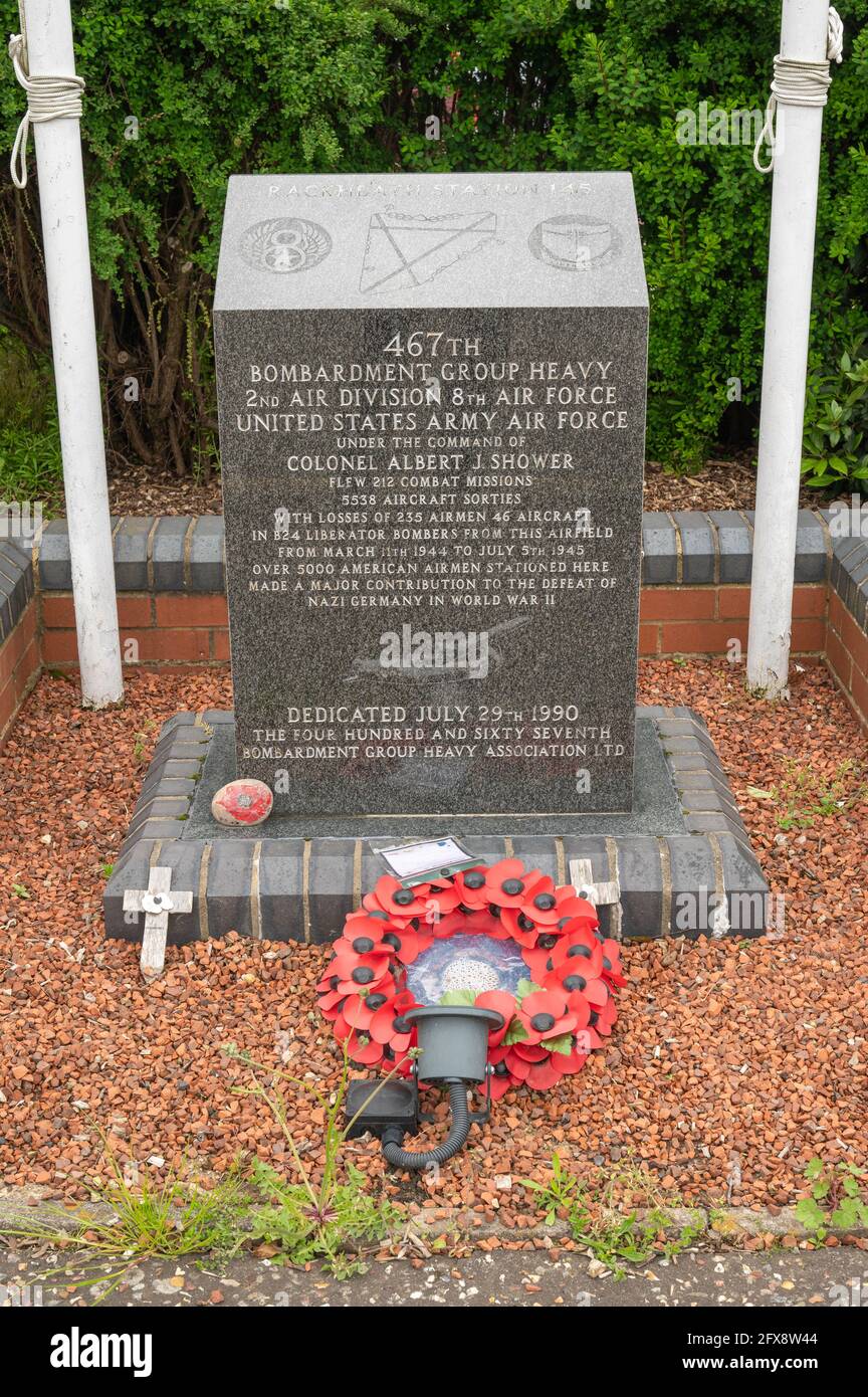 Denkmal für den 467. Bombenangriffs-schweren Rackheath Norwich Norfolk Stockfoto