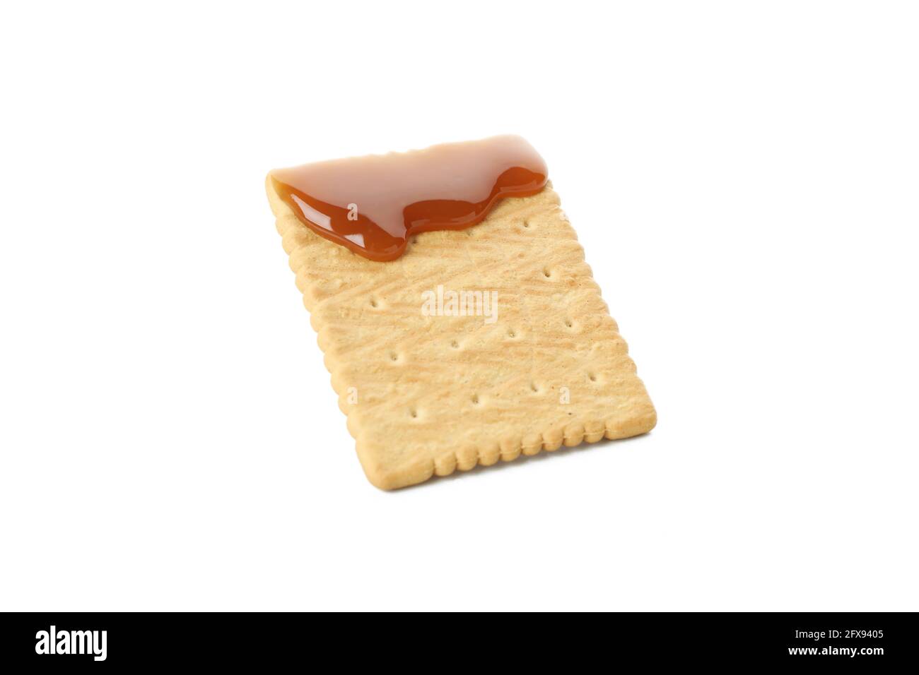 Cookie mit Karamell isoliert auf weißem Hintergrund Stockfoto